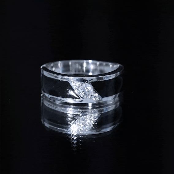 Certified Lab Grown Diamond Mens Wedding Band With Enamel Lab - ( EF-VS ) - Rosec Jewels