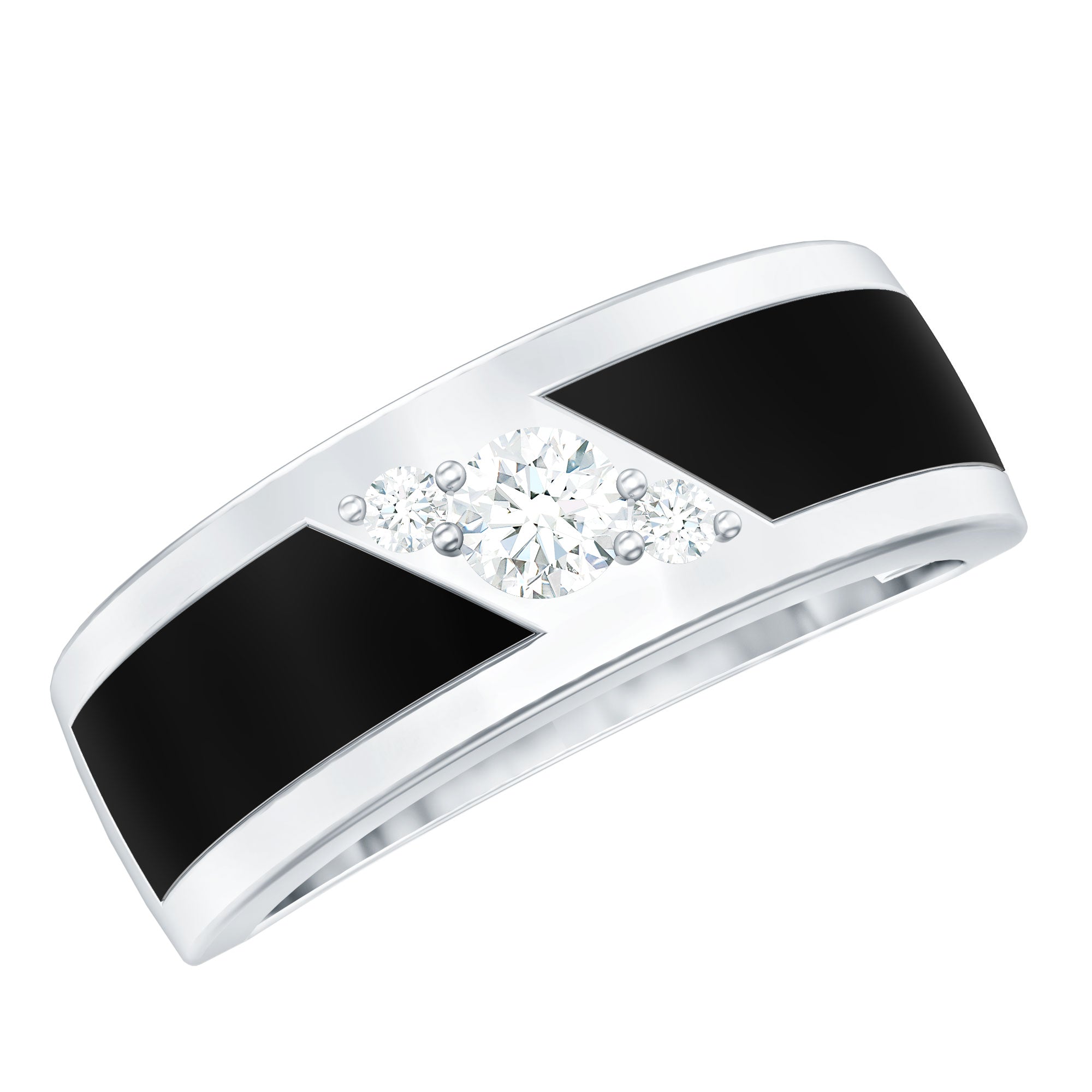 Rosec Jewels-Certified Lab Grown Diamond Mens Wedding Band With Enamel