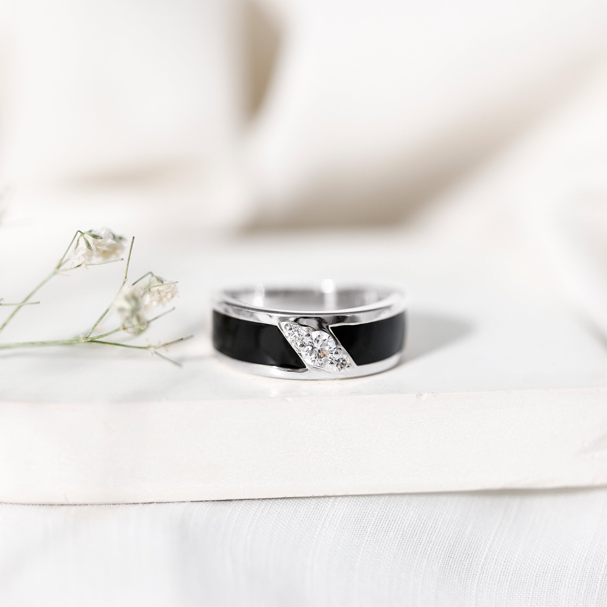 Certified Lab Grown Diamond Mens Wedding Band With Enamel Lab - ( EF-VS ) - Rosec Jewels