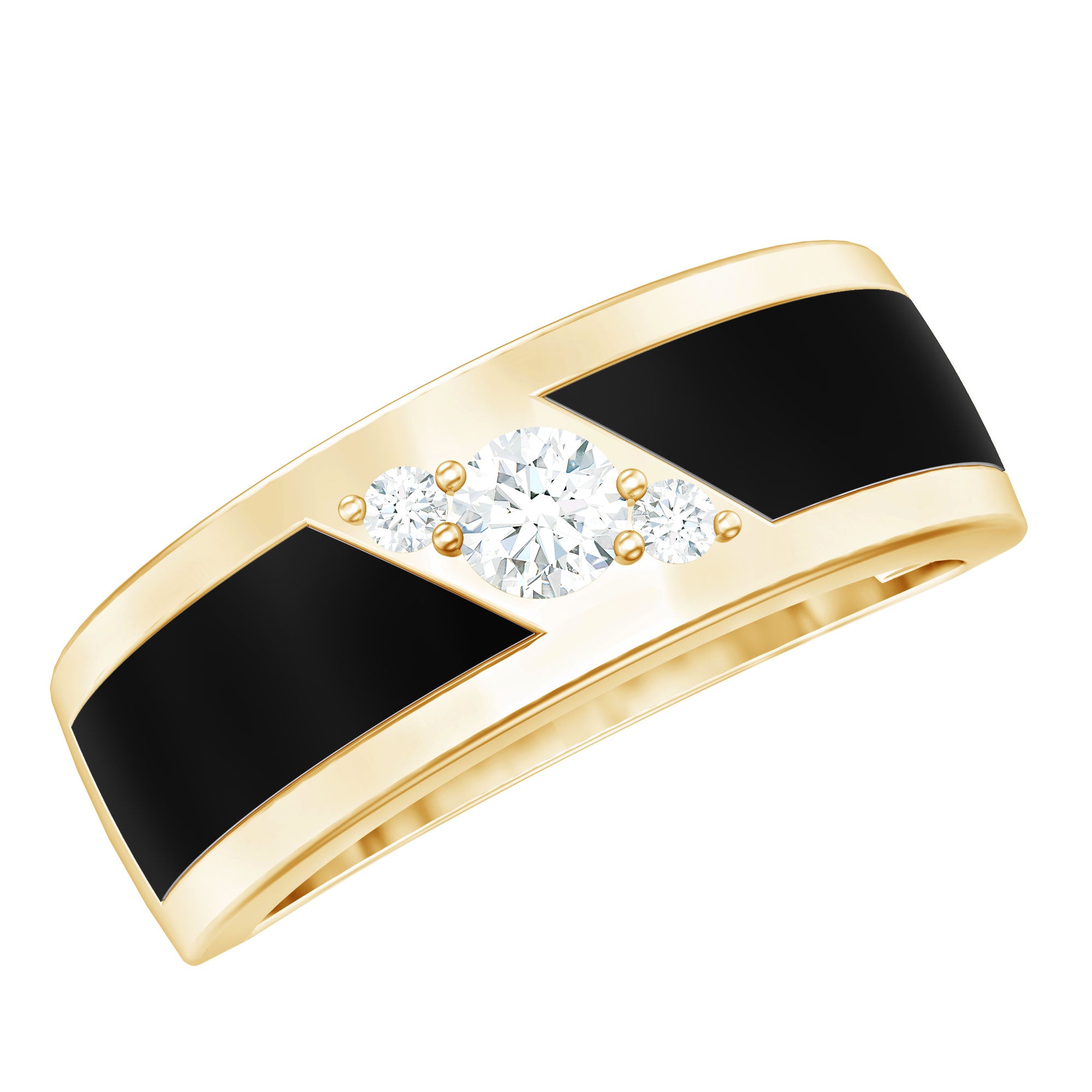 Rosec Jewels-Certified Lab Grown Diamond Mens Wedding Band With Enamel