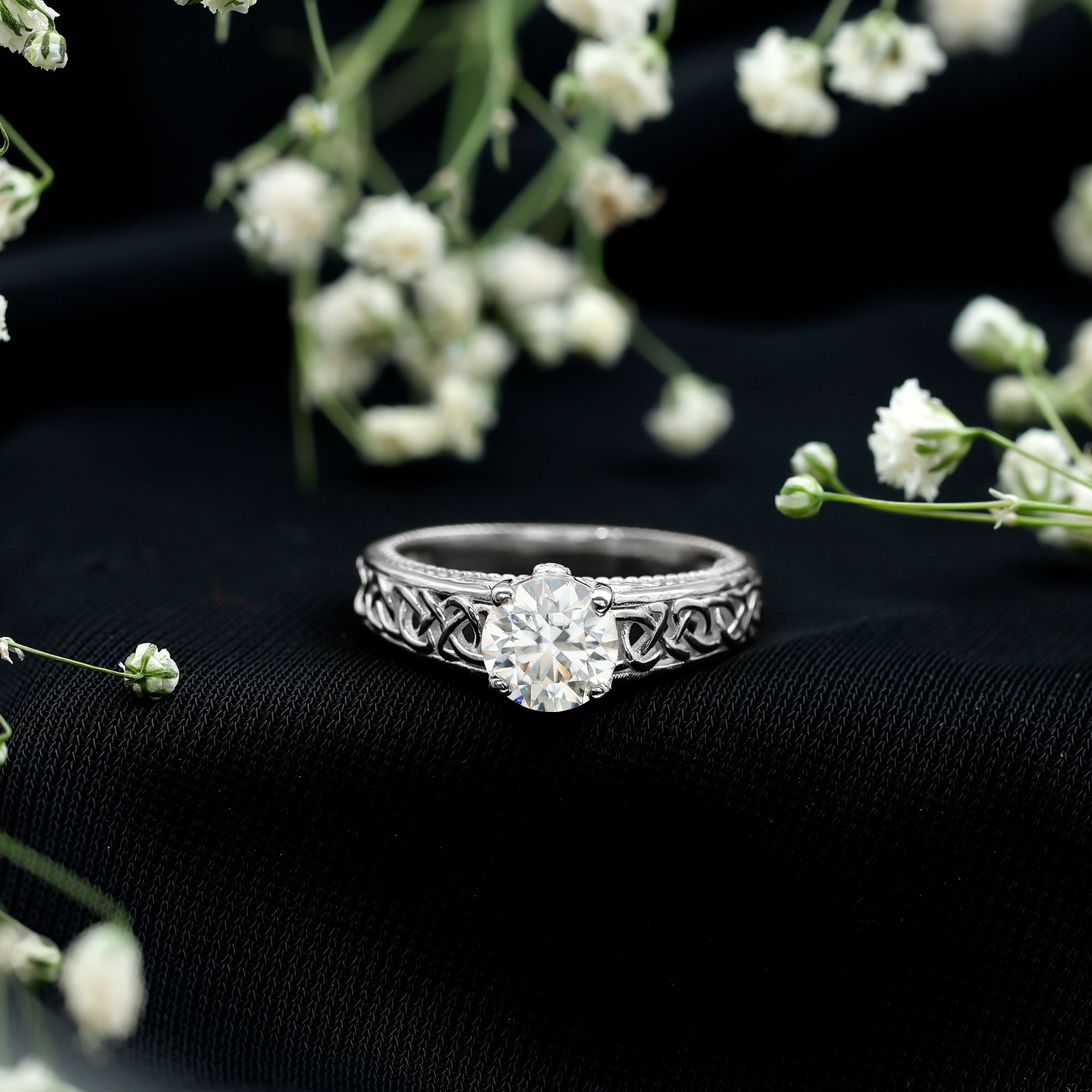 Rosec Jewels-Certified 7 MM Lab Grown Diamond Celtic Design Engagement Ring