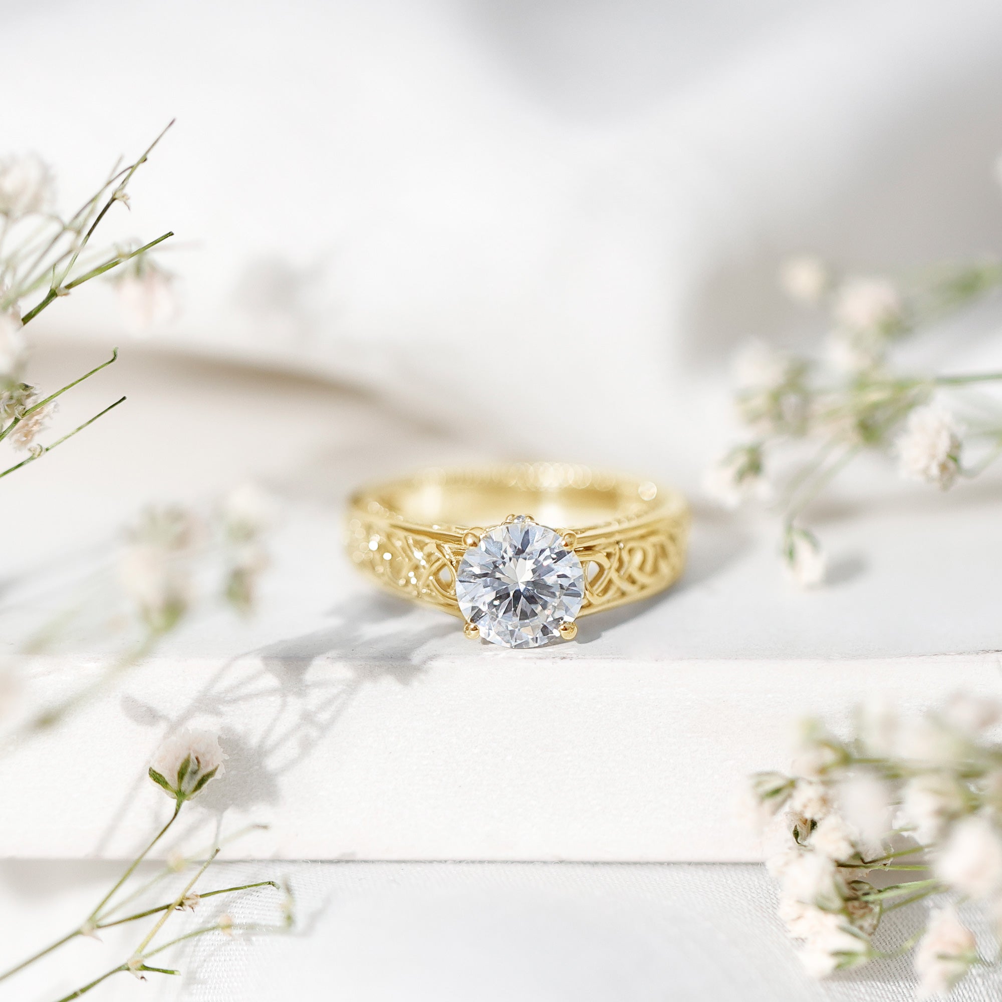 Certified 1.2 Carat Lab Grown Diamond Celtic Design Engagement Ring Lab - ( EF-VS ) - Rosec Jewels