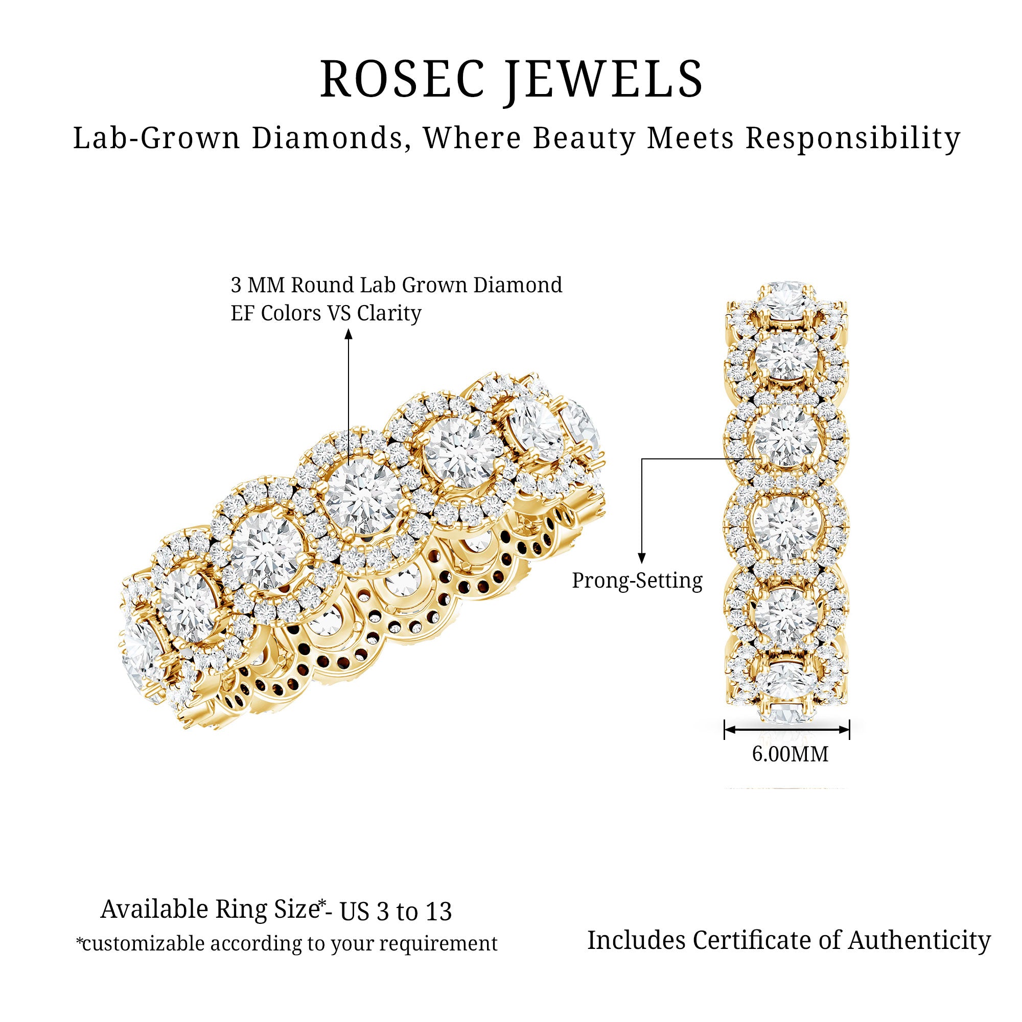 Classic Lab Grown Diamond Thick Wedding Band Lab - ( EF-VS ) - Rosec Jewels