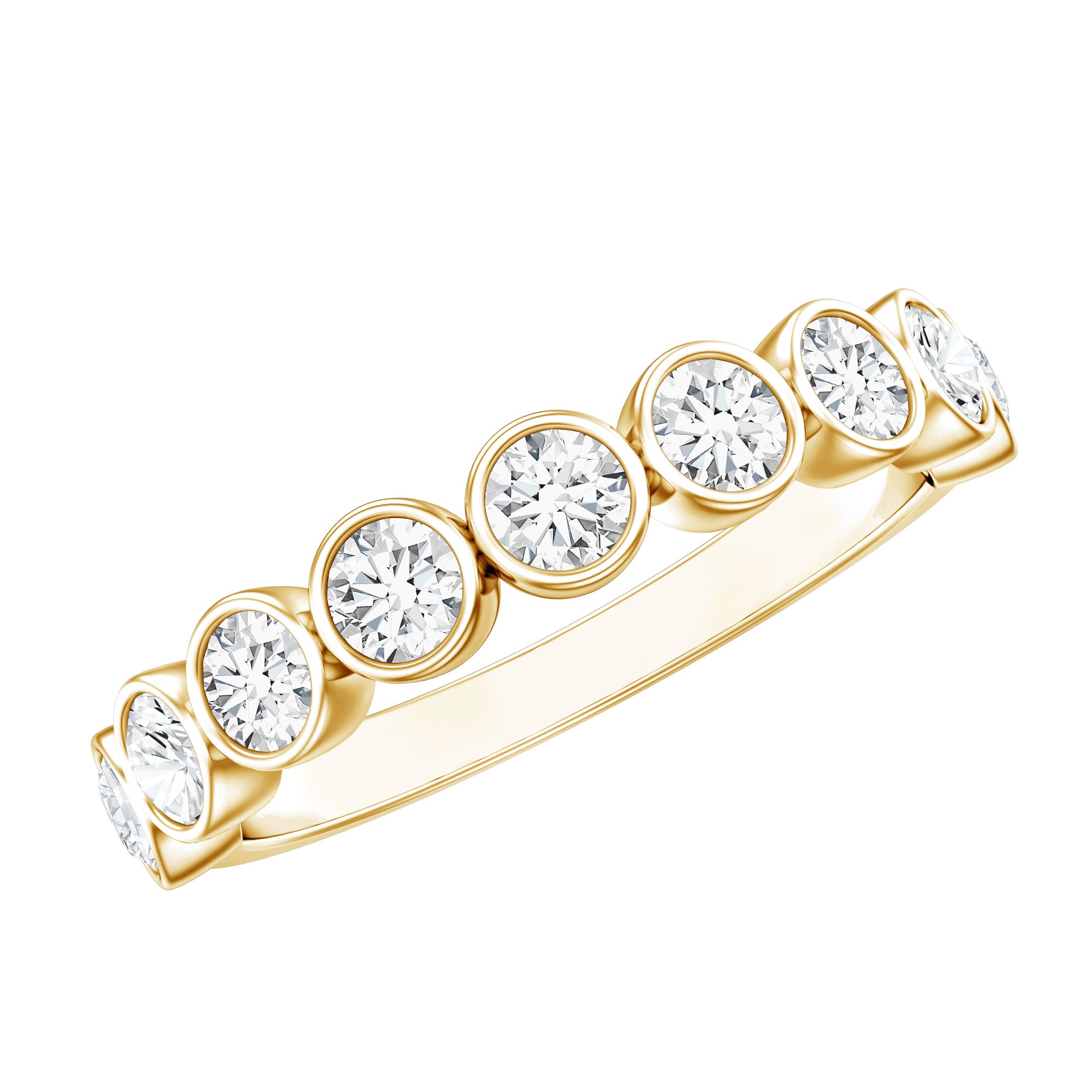 Bezel Set Lab Grown Diamond Semi Eternity Ring for Women Lab - ( EF-VS ) - Rosec Jewels