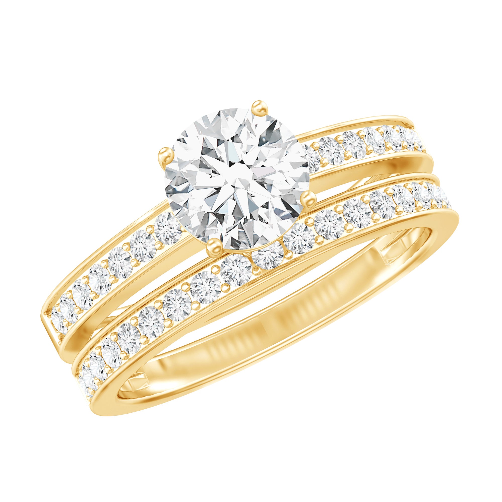 Lab Grown Diamond Wedding and Engagement Ring Set Lab - ( EF-VS ) - Rosec Jewels