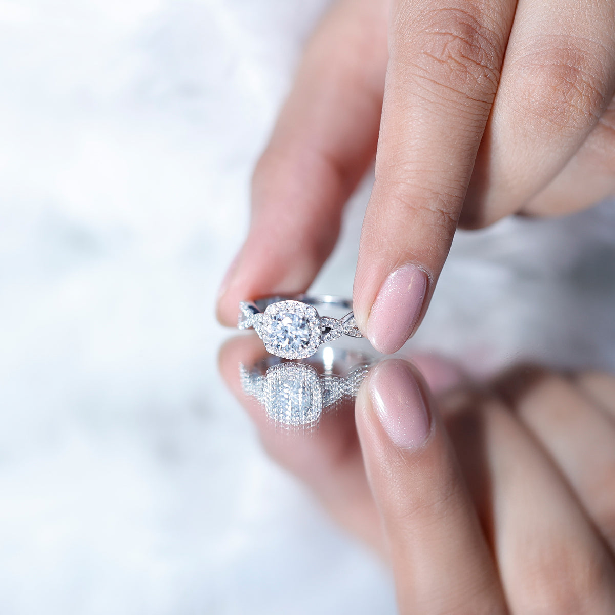 Classic Lab Grown Diamond Criss Cross Engagement Ring Lab - ( EF-VS ) - Rosec Jewels