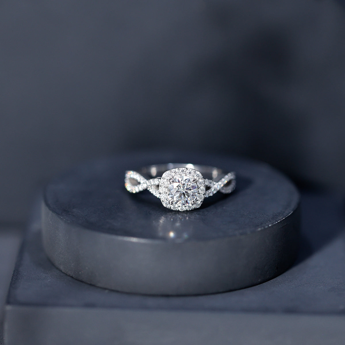 Classic Lab Grown Diamond Criss Cross Engagement Ring Lab - ( EF-VS ) - Rosec Jewels
