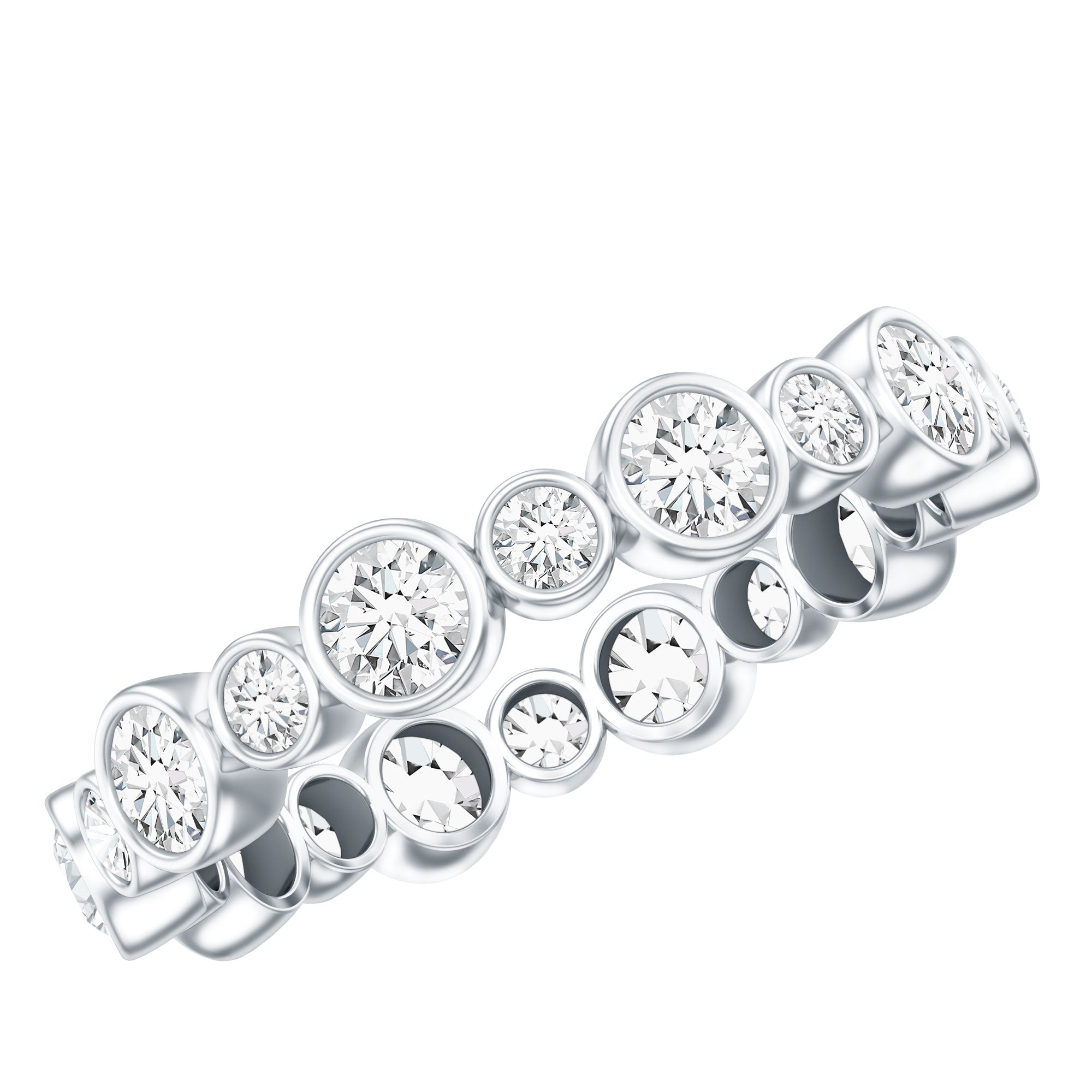 Lab Grown Diamond Bezel Set Wedding Band Lab - ( EF-VS ) - Rosec Jewels