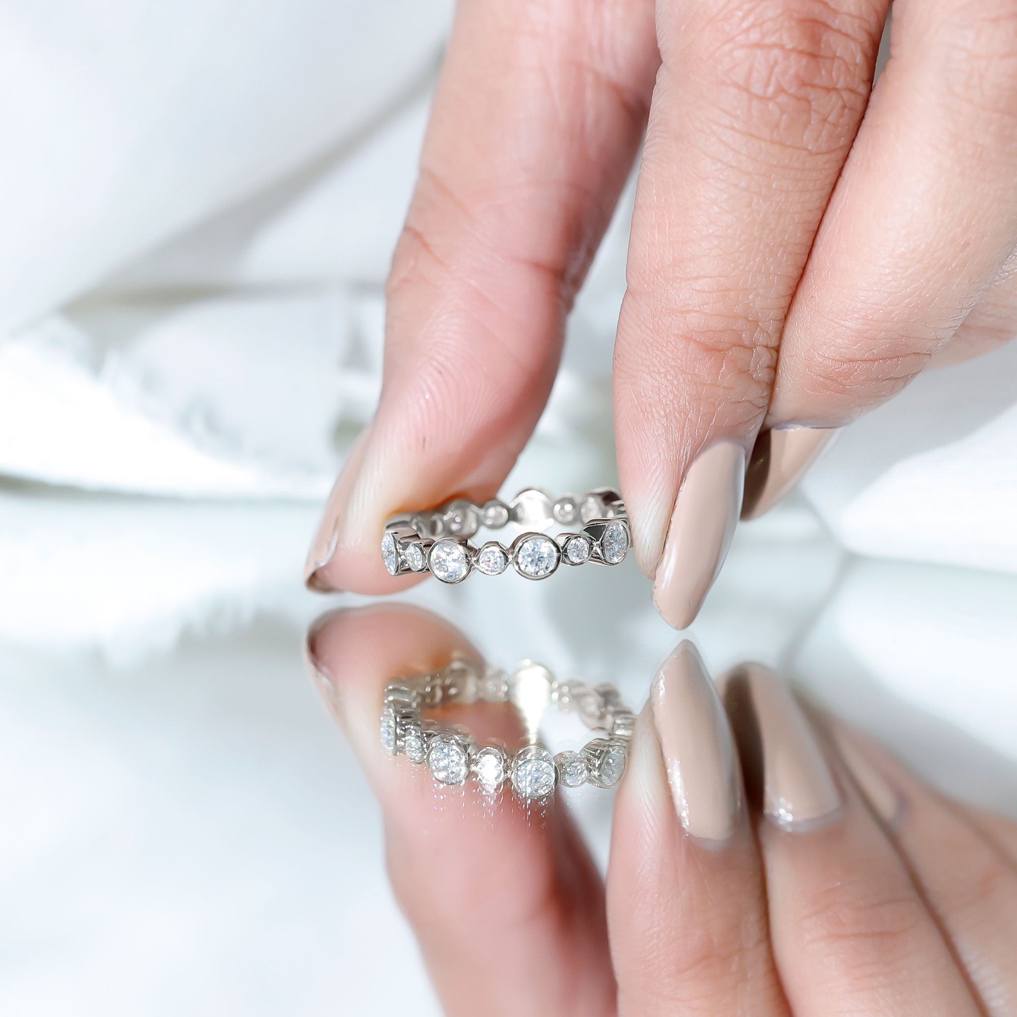 Lab Grown Diamond Bezel Set Wedding Band Lab - ( EF-VS ) - Rosec Jewels