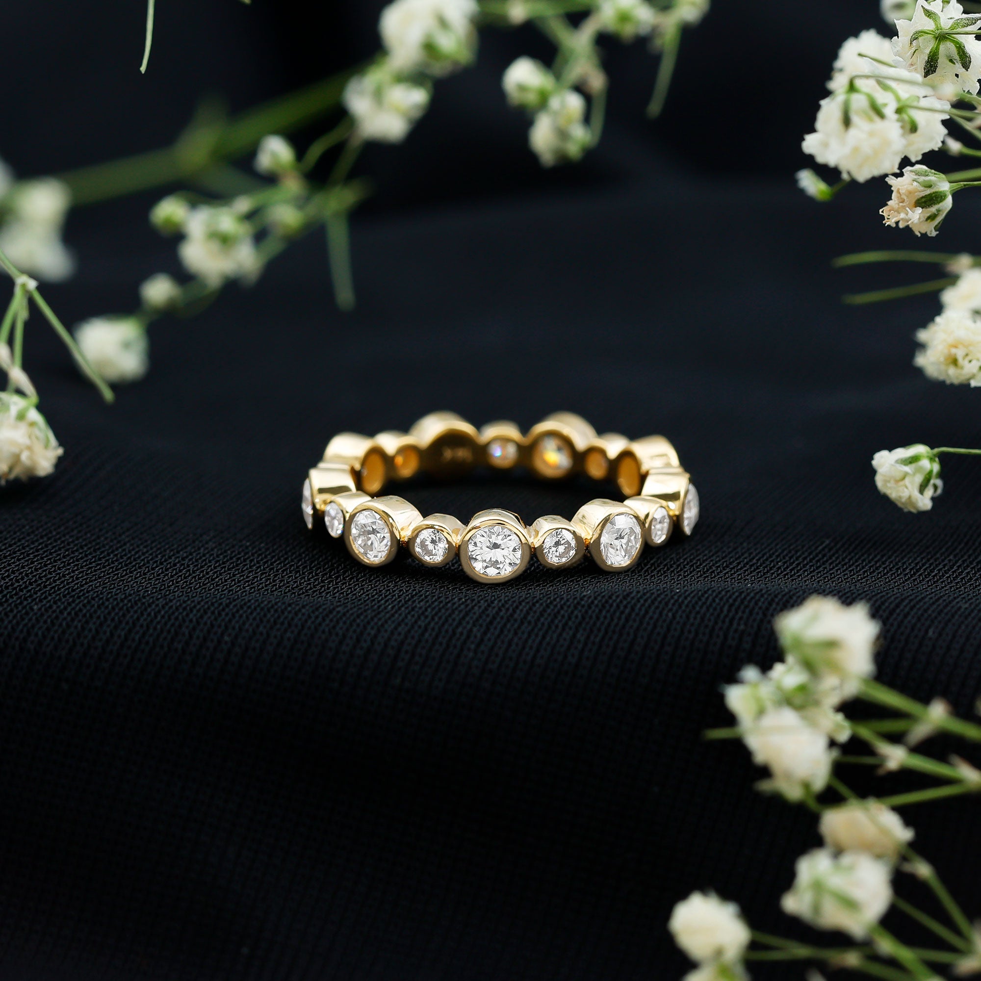 Lab Grown Diamond Bezel Set Wedding Band Lab - ( EF-VS ) - Rosec Jewels