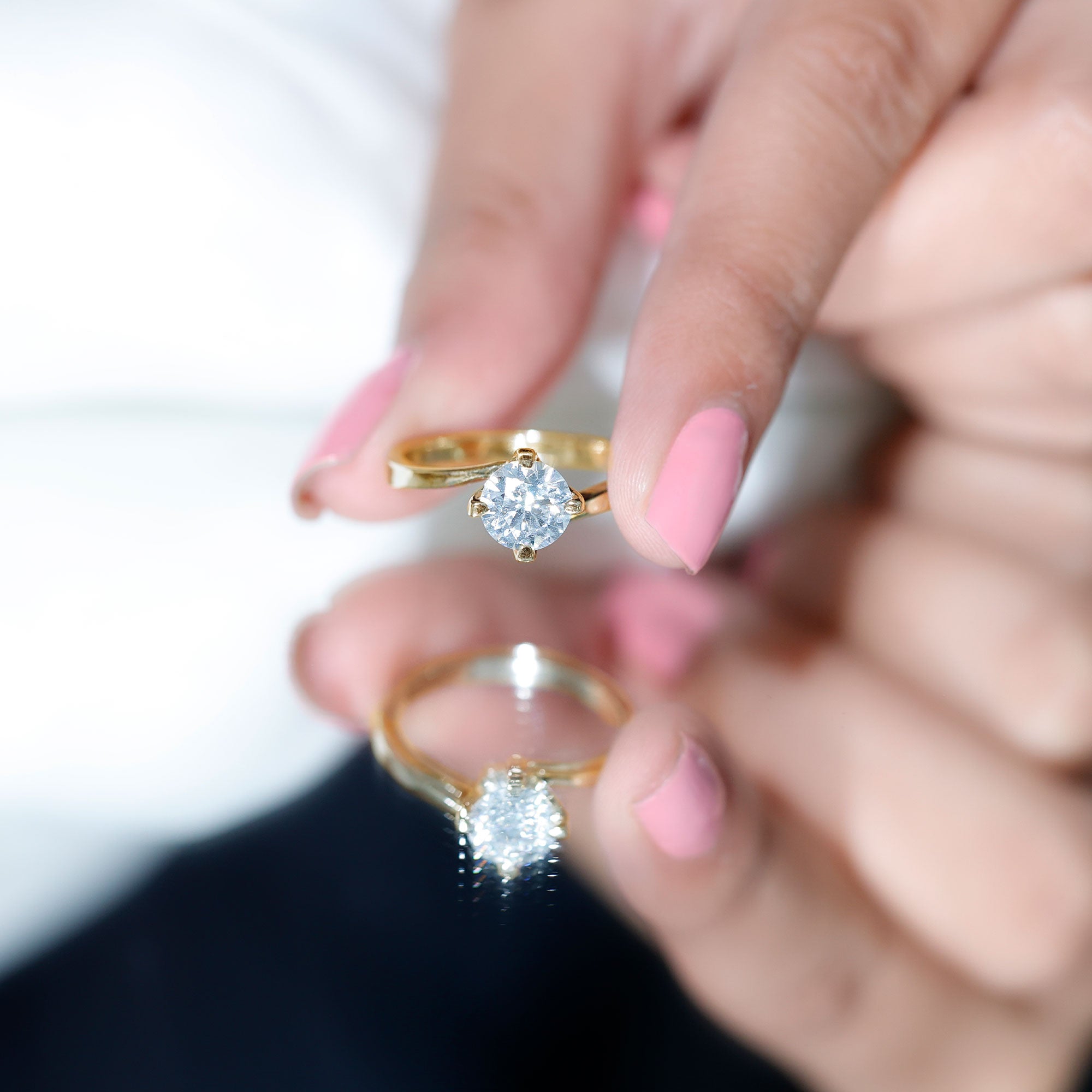 Rosec Jewels-Lab Grown Diamond Engagement Ring With Diagonal 4 Prongs