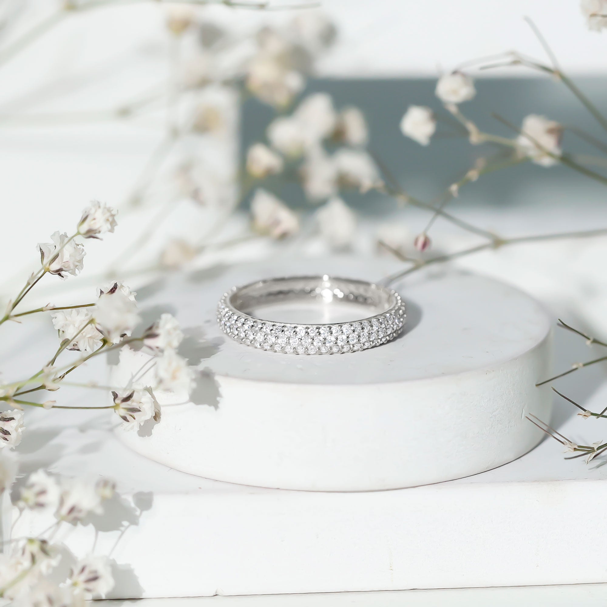 Round Cut Lab Grown Diamond Eternity Wedding Band Lab - ( EF-VS ) - Rosec Jewels