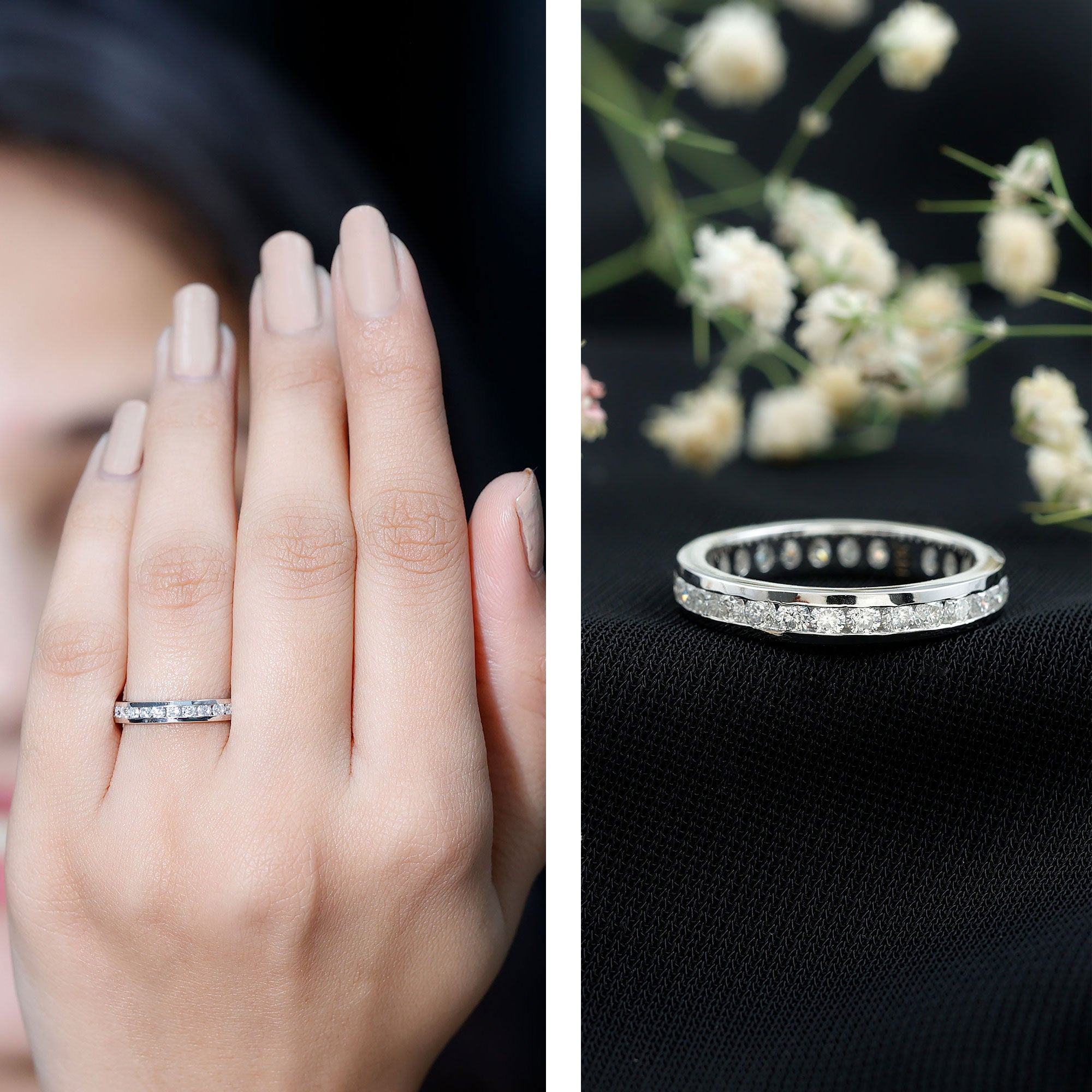 Lab Grown Diamond Wedding Eternity Band For Women Lab - ( EF-VS ) - Rosec Jewels
