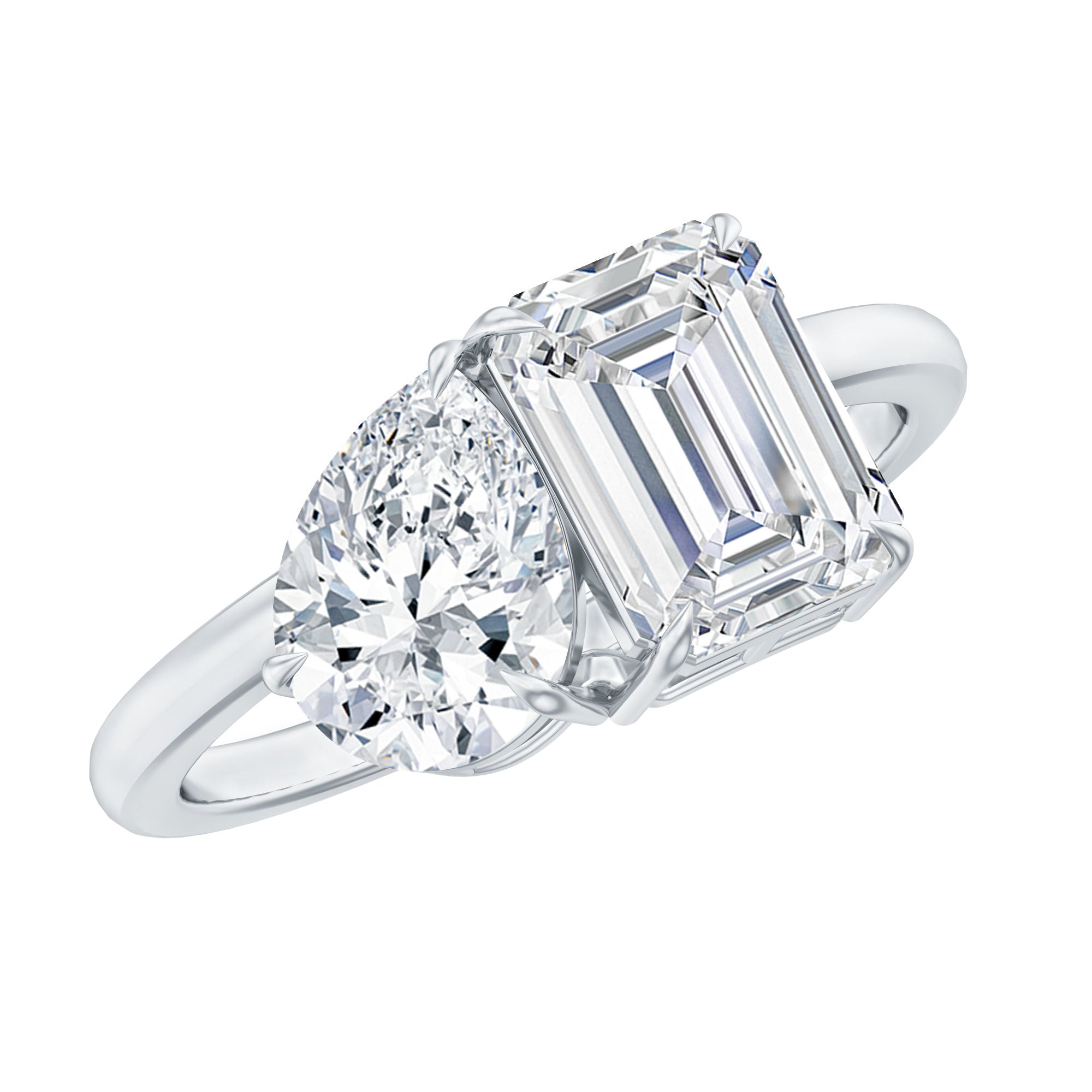 Lab Created Diamond Moi Et Toi Engagement Ring for Women Lab - ( EF-VS ) - Rosec Jewels