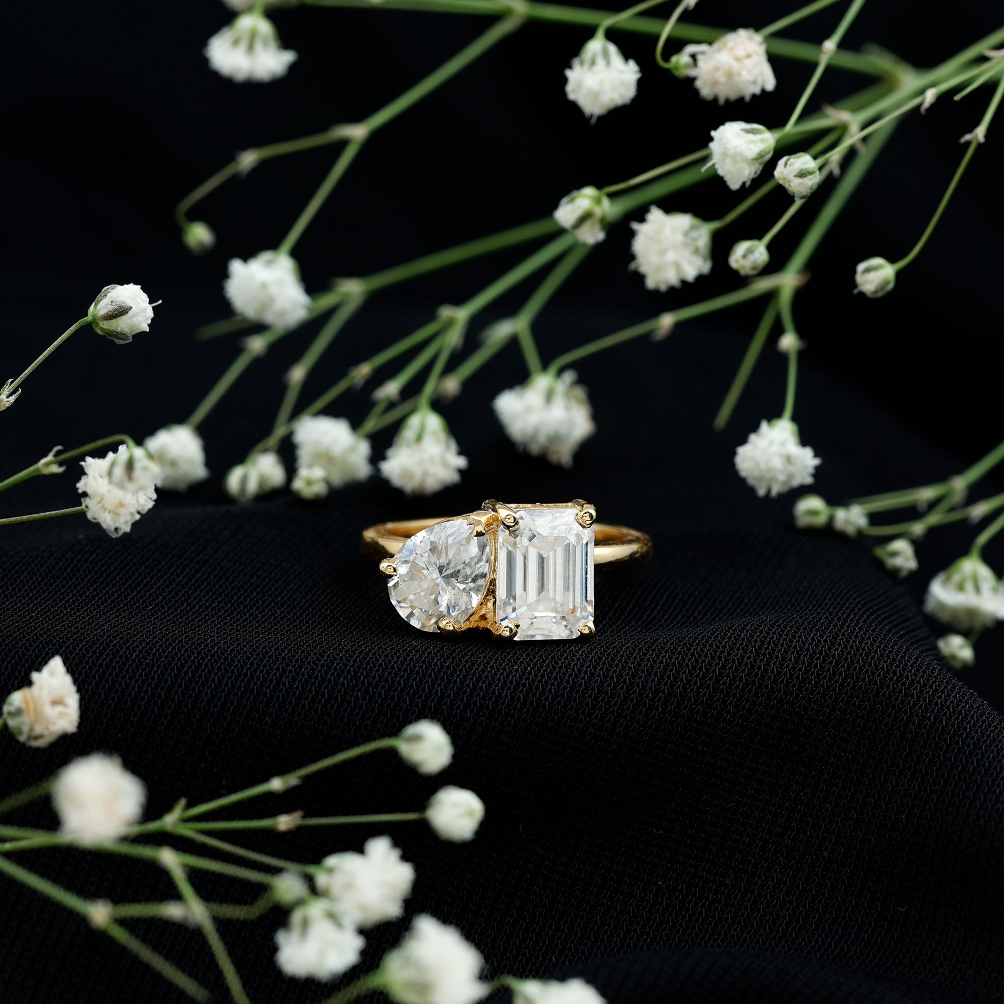 Lab Created Diamond Moi Et Toi Engagement Ring for Women Lab - ( EF-VS ) - Rosec Jewels