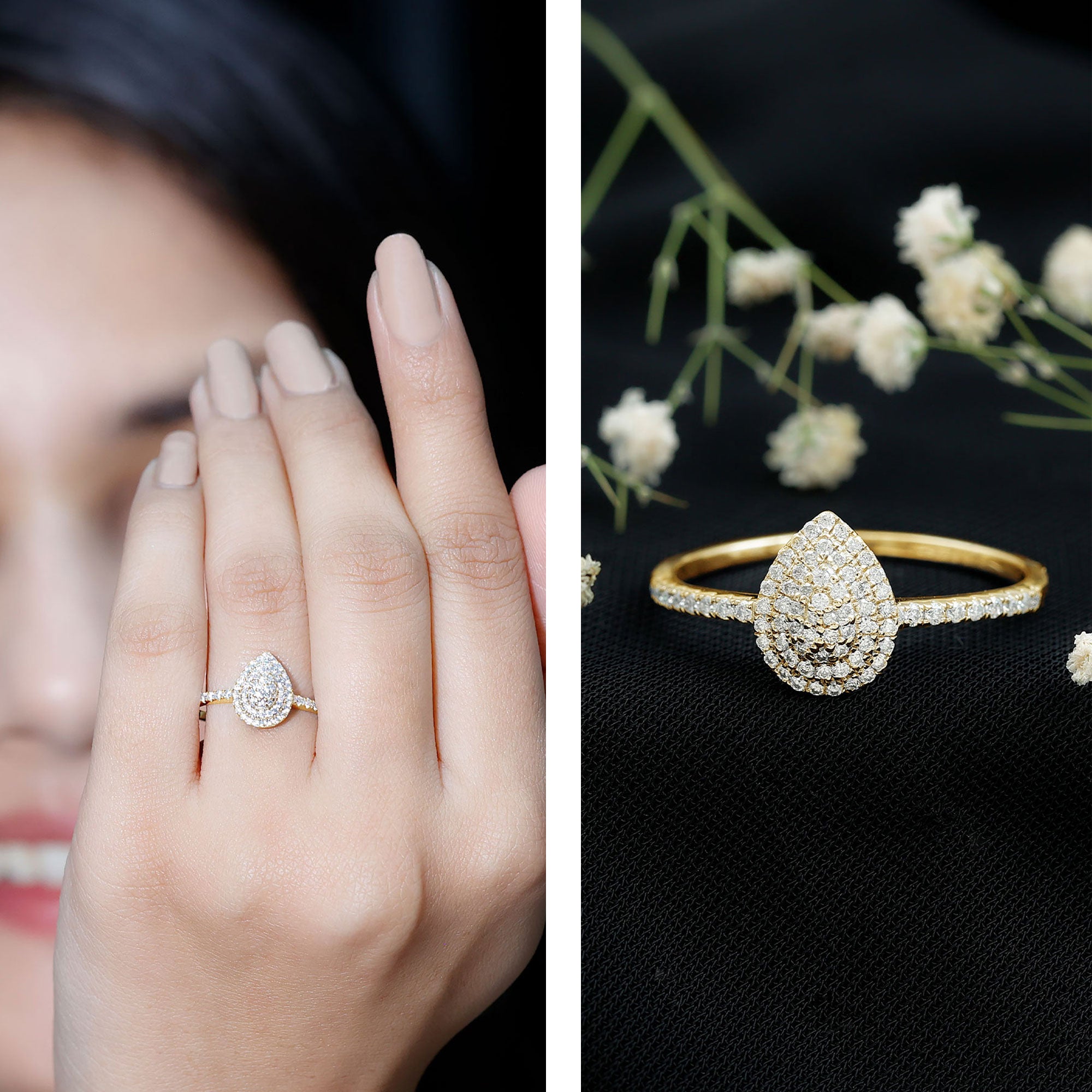 Rosec Jewels-Lab Grown Diamond Pear Shaped Engagement Ring for Her