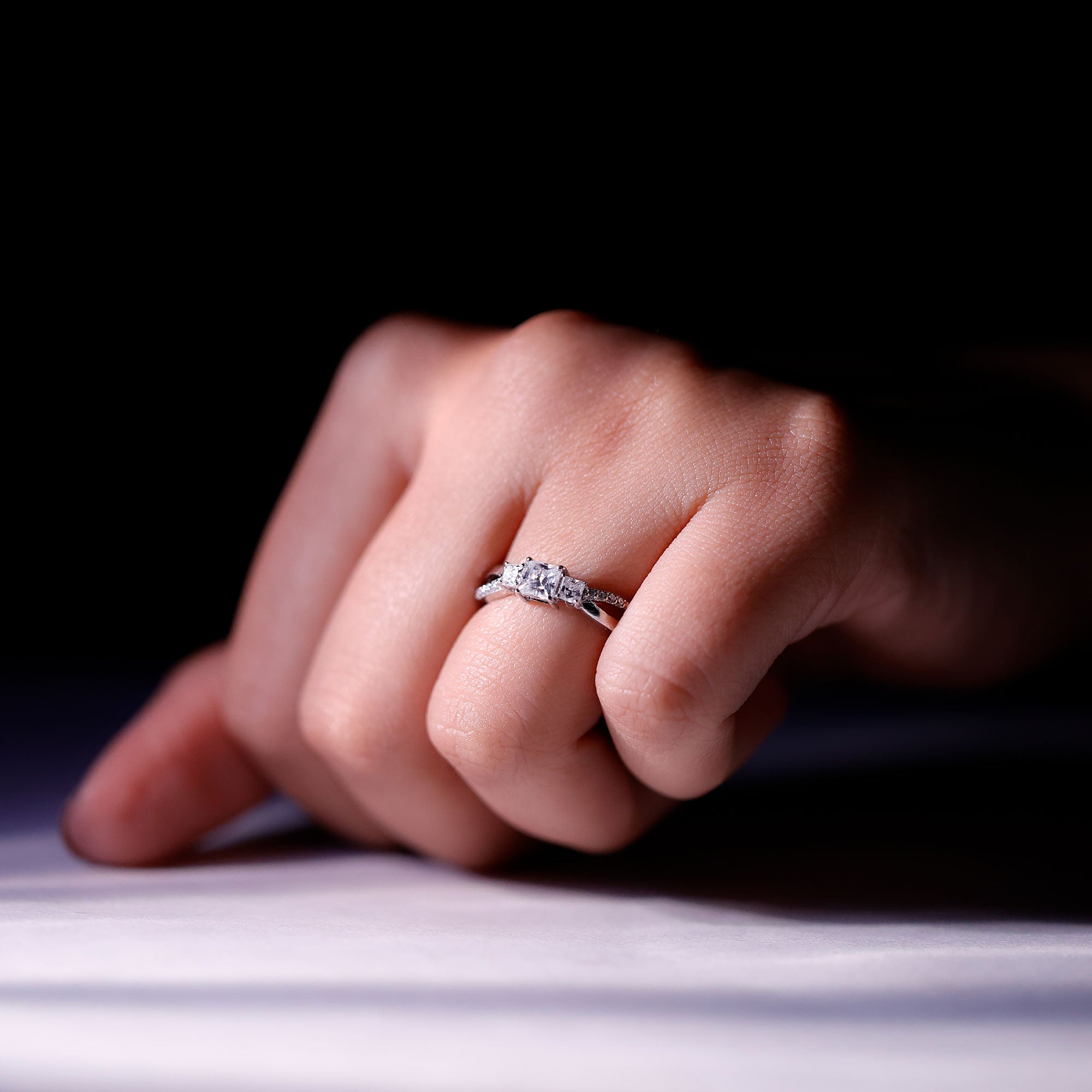 Rosec Jewels-Lab Grown Diamond Three Stone Promise Ring With Split Shank