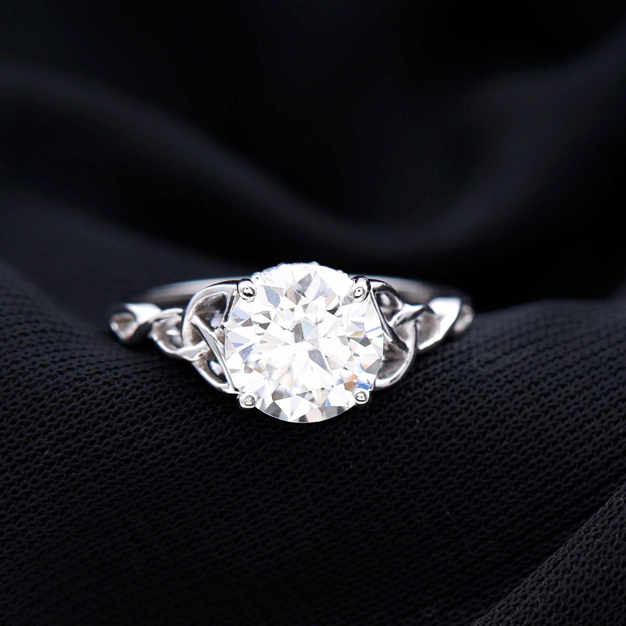 Rosec Jewels-Certified Celtic Knot Lab Grown Diamond Round Engagement Ring