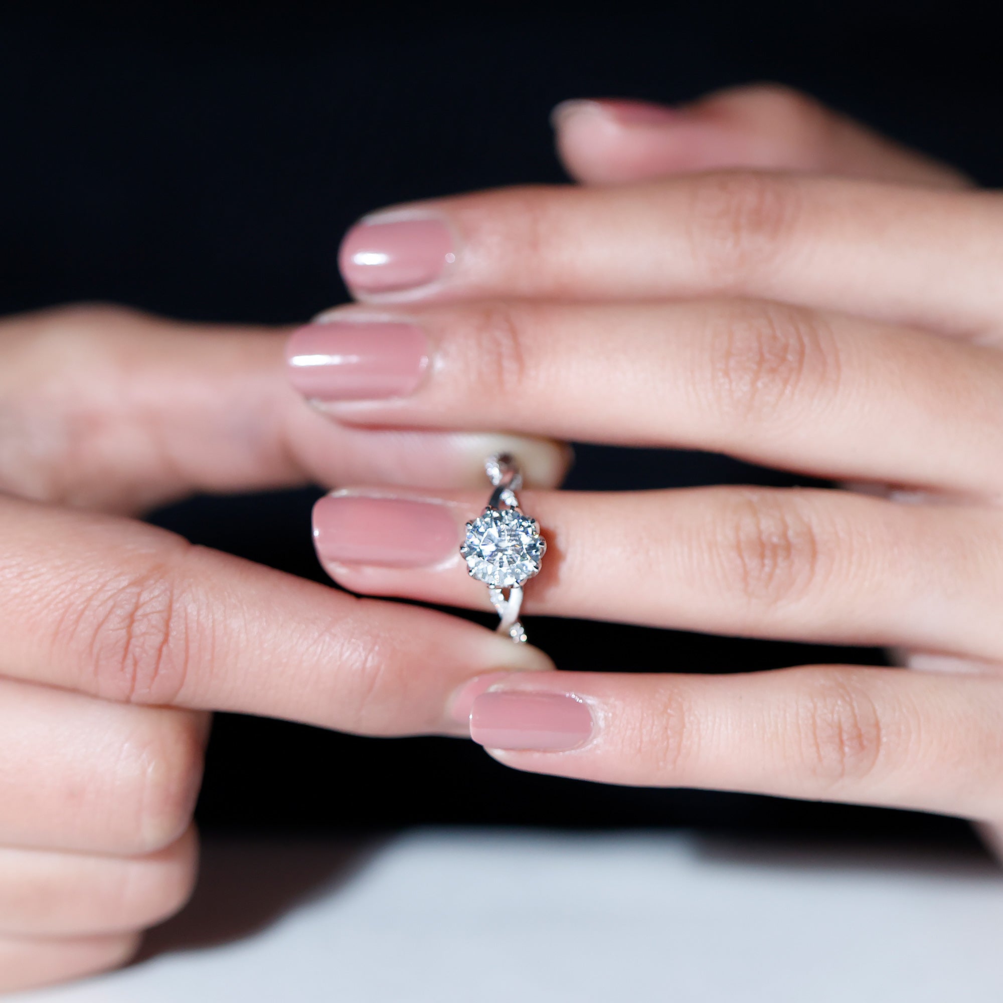 Rosec Jewels-Round Cut Lab Grown Diamond Unique Engagement Ring