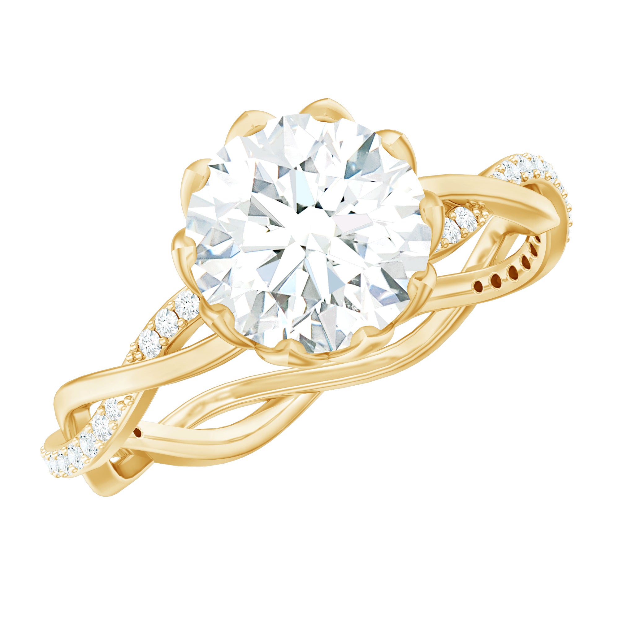 Rosec Jewels-Round Cut Lab Grown Diamond Unique Engagement Ring