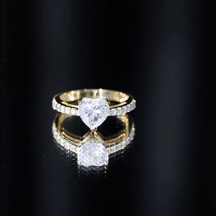 3 Prong Lab Grown Diamond Heart Engagement Ring For Women Lab - ( EF-VS ) - Rosec Jewels