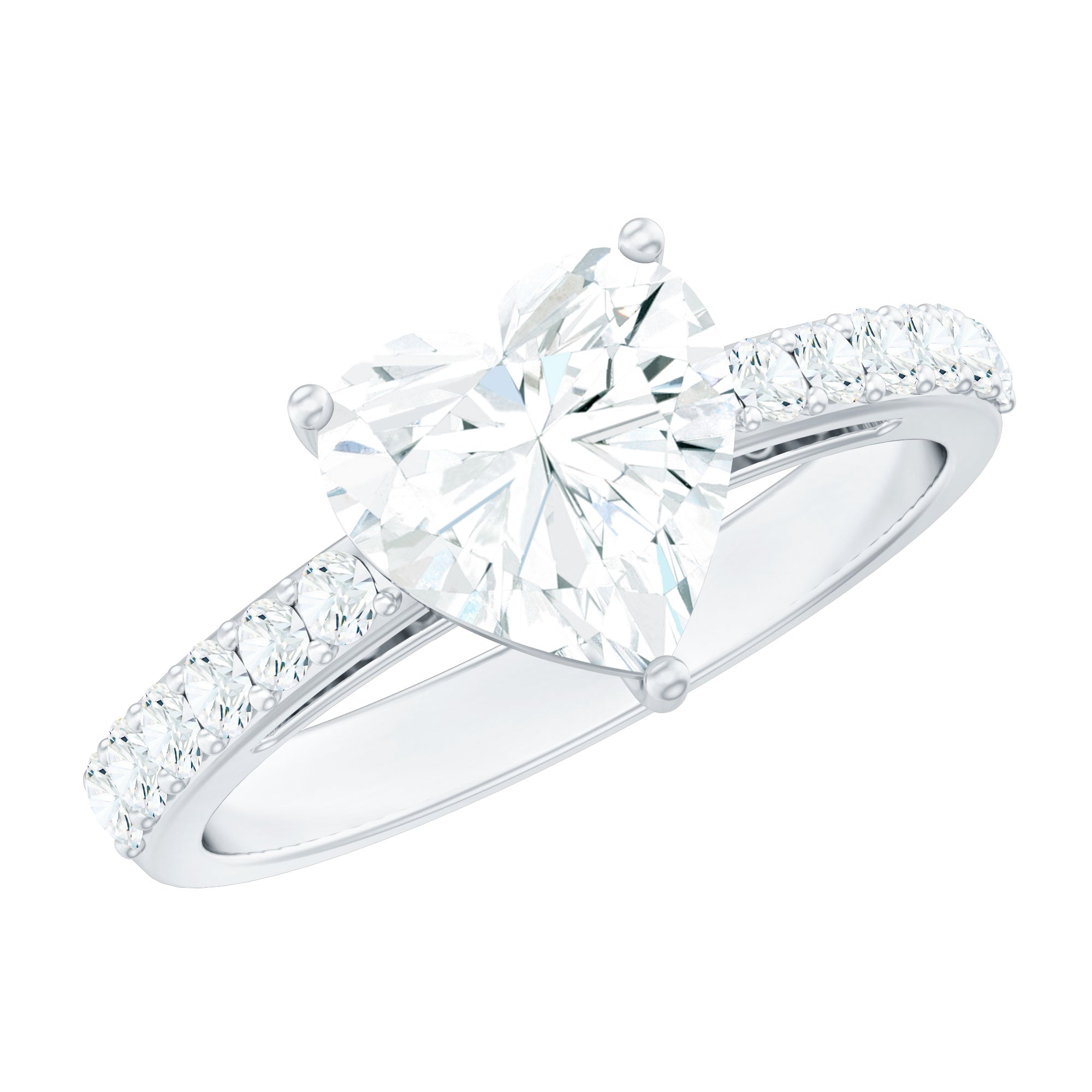 3 Prong Lab Grown Diamond Heart Engagement Ring For Women