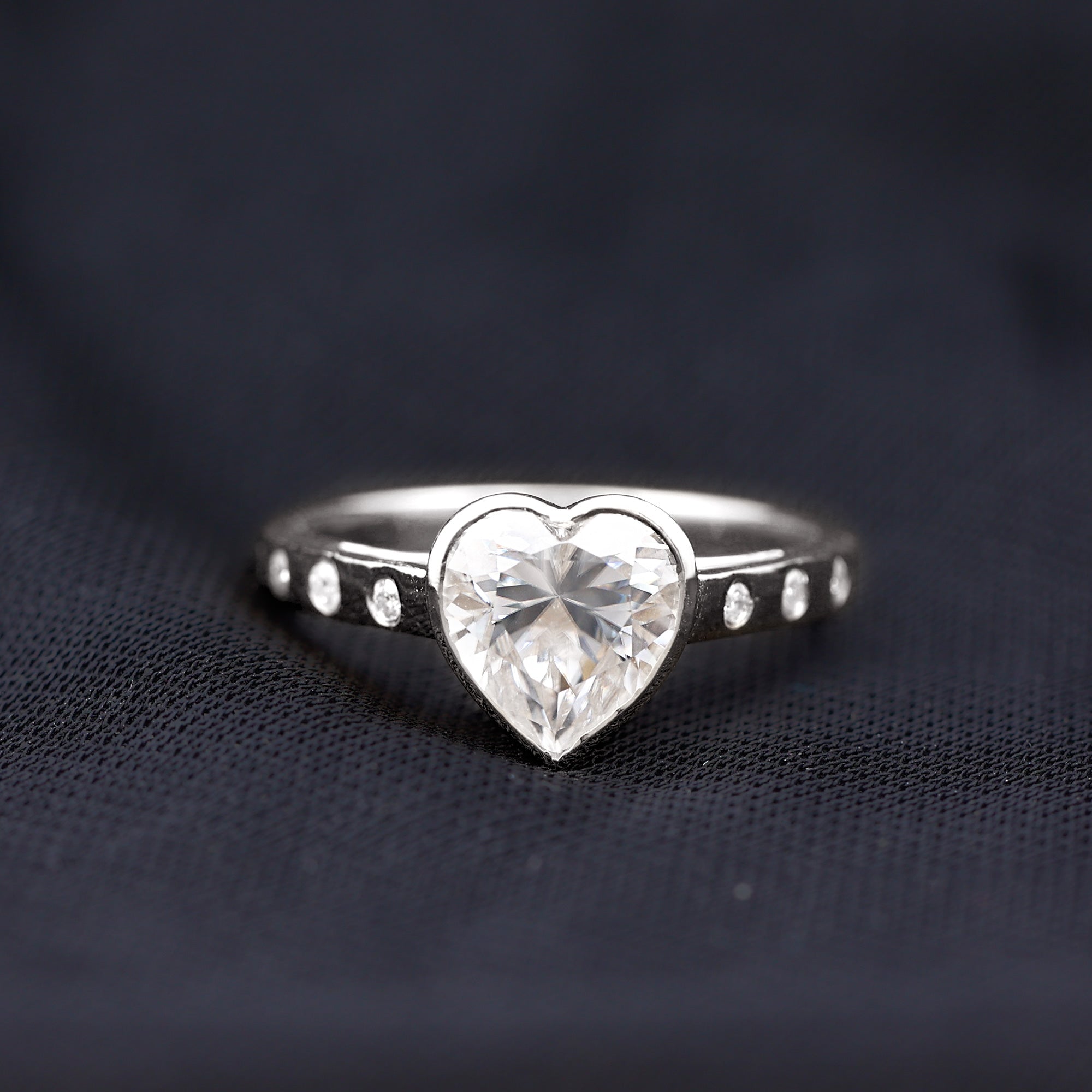 Bezel Set Brilliant Cut Lab Created Diamond Heart Engagement Ring For Women Lab - ( EF-VS ) - Rosec Jewels