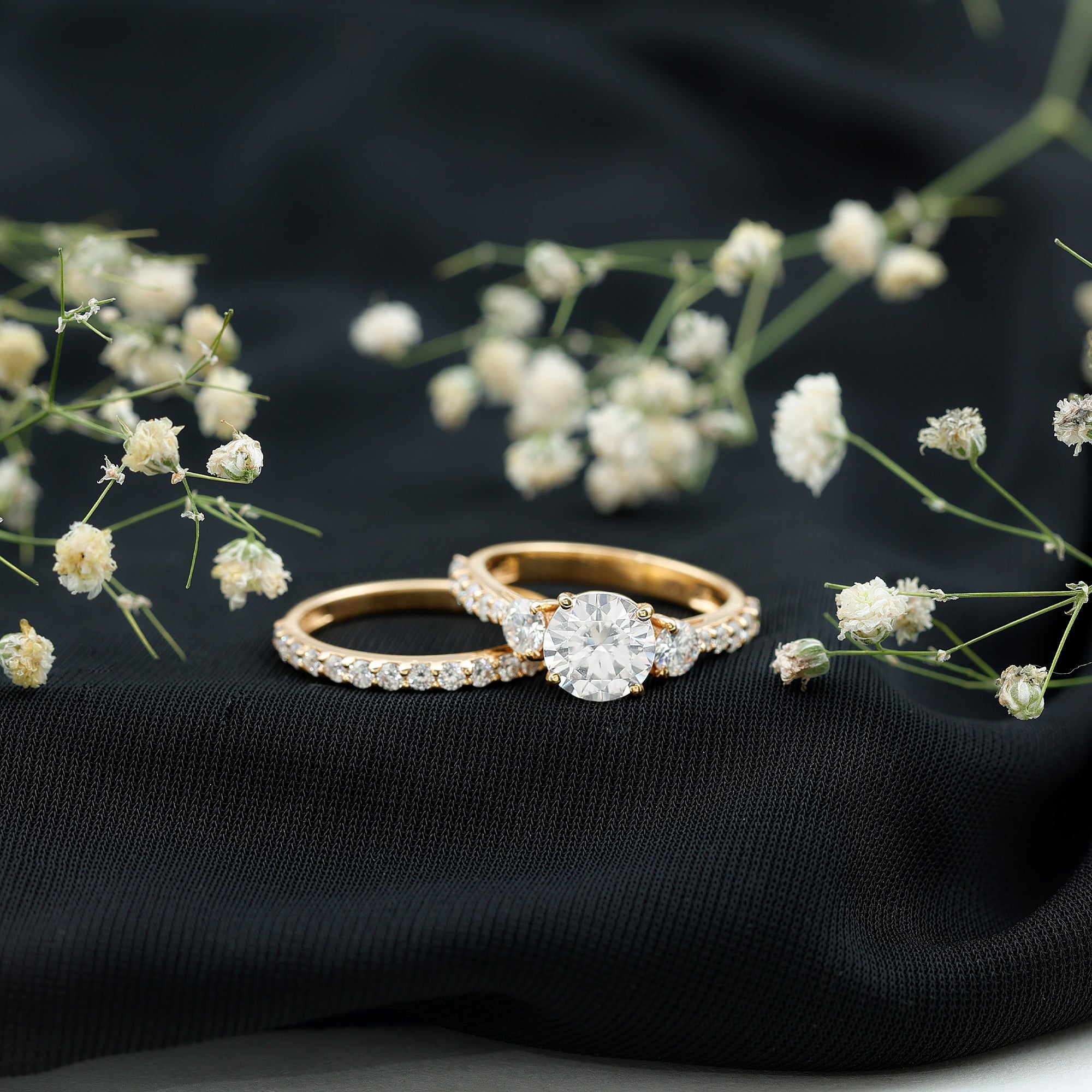 Certified Lab Created Diamond Marriage Ring Set Lab - ( EF-VS ) - Rosec Jewels