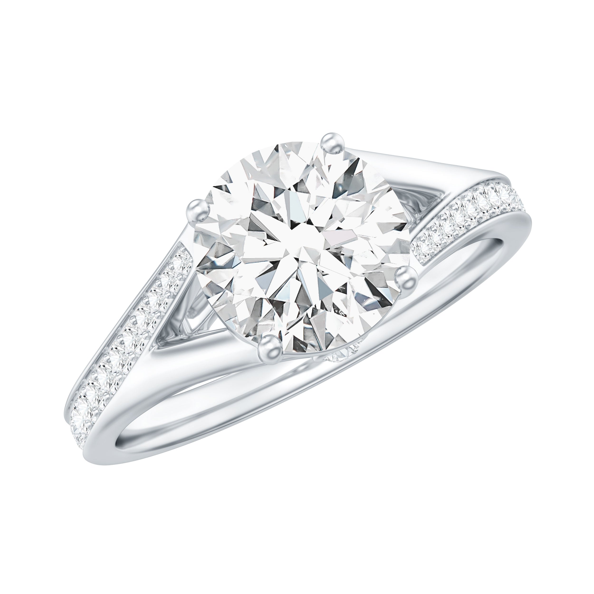 4 Prong Lab Grown Diamond Solitaire Engagement Ring with Split Shank