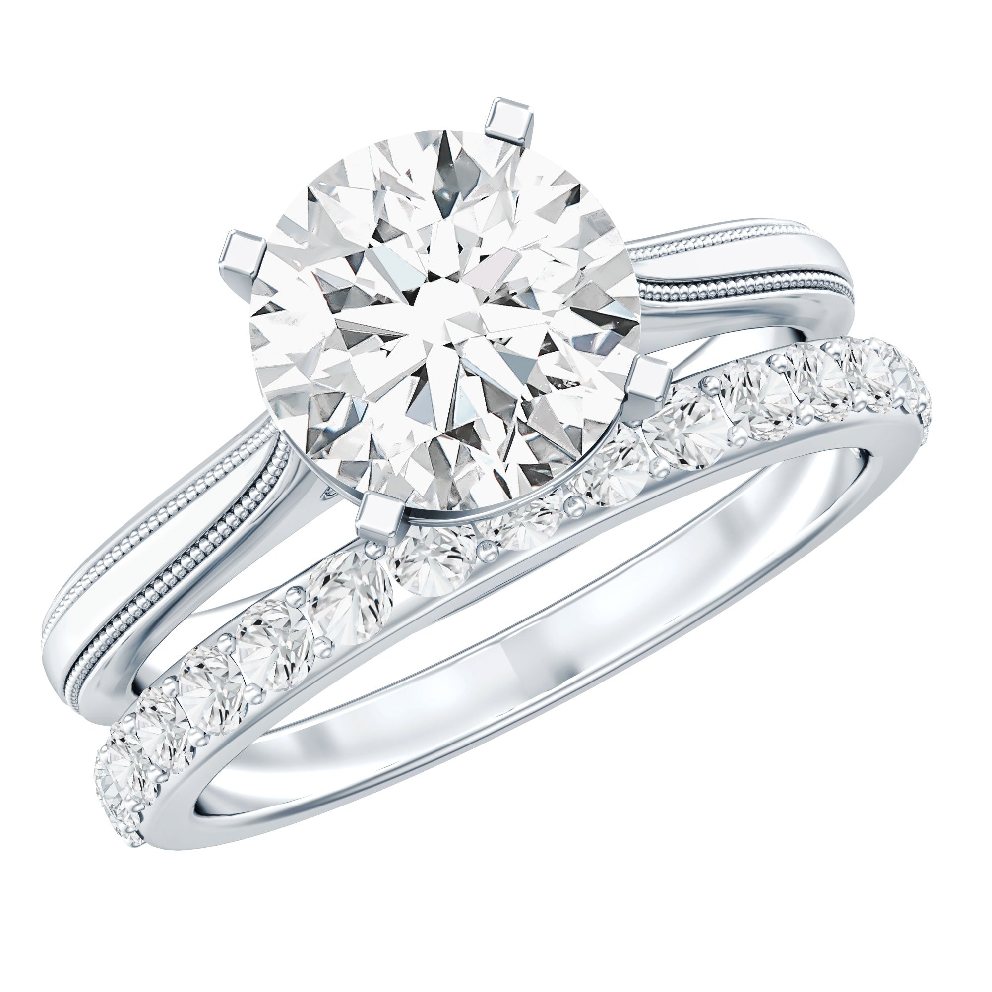 Certified 2 Carat Diamond Solitaire Engagement Ring With Ring Guard