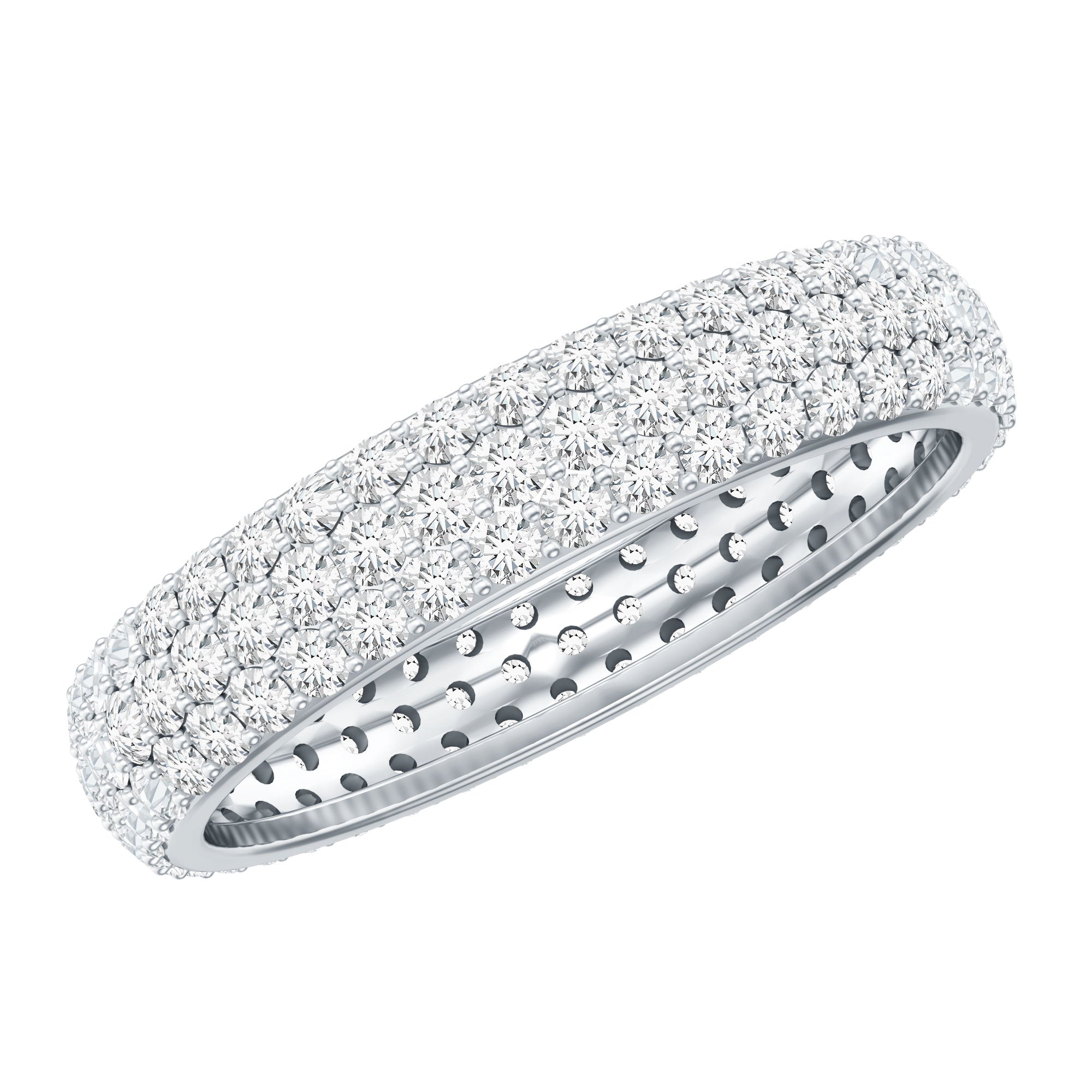 Lab Grown Diamond 3 Row Wedding Band For Women Lab - ( EF-VS ) - Rosec Jewels