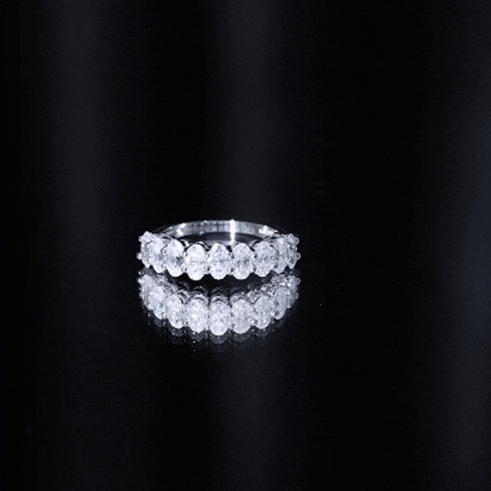 Brilliant Cut Oval Diamond Semi Eternity Ring for Women Lab - ( EF-VS ) - Rosec Jewels