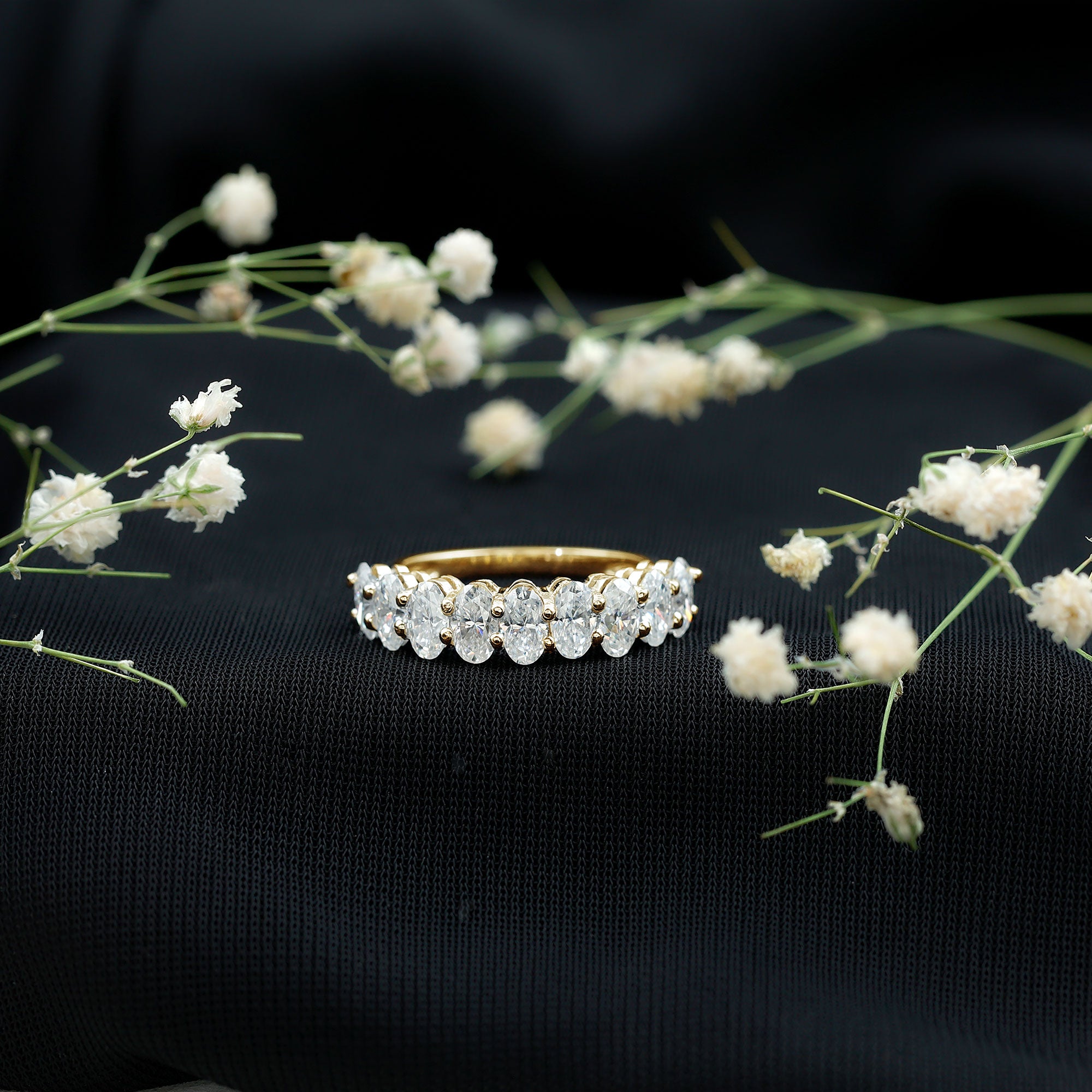 Rosec Jewels-Brilliant Cut Oval Diamond Semi Eternity Ring for Women