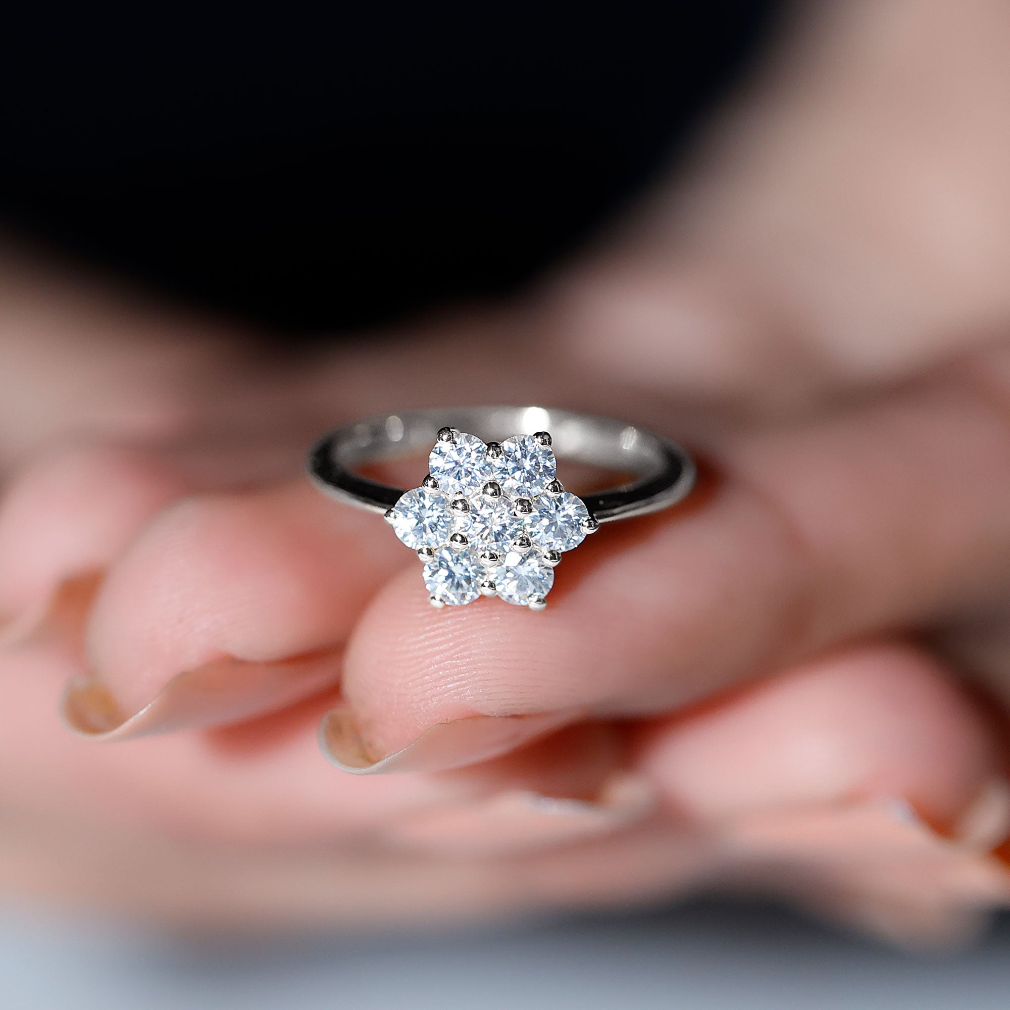 Rosec Jewels-Flower Cluster Lab Grown Diamond Engagement Ring