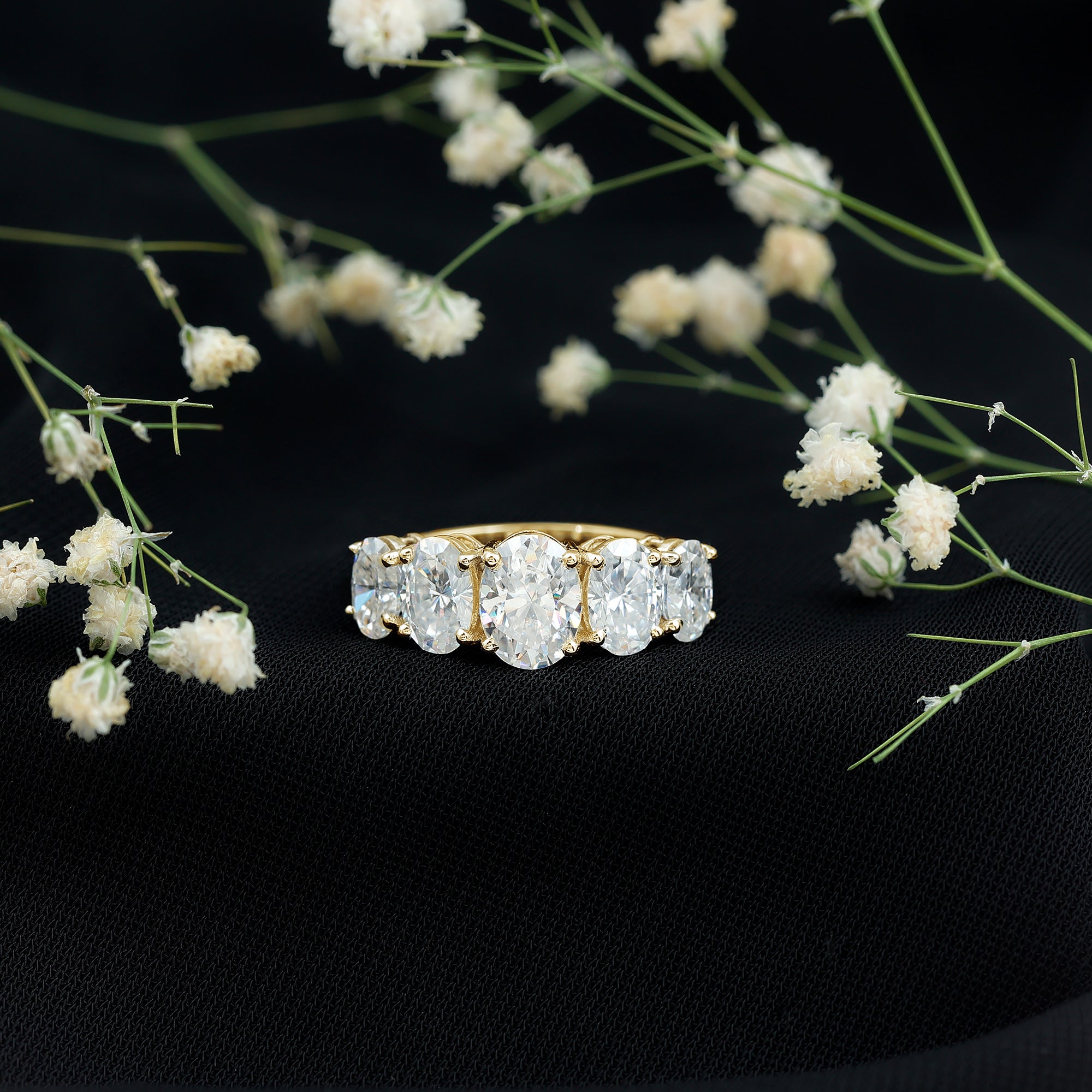 Lab Grown Diamond 5 Stone Statement Ring Lab - ( EF-VS ) - Rosec Jewels