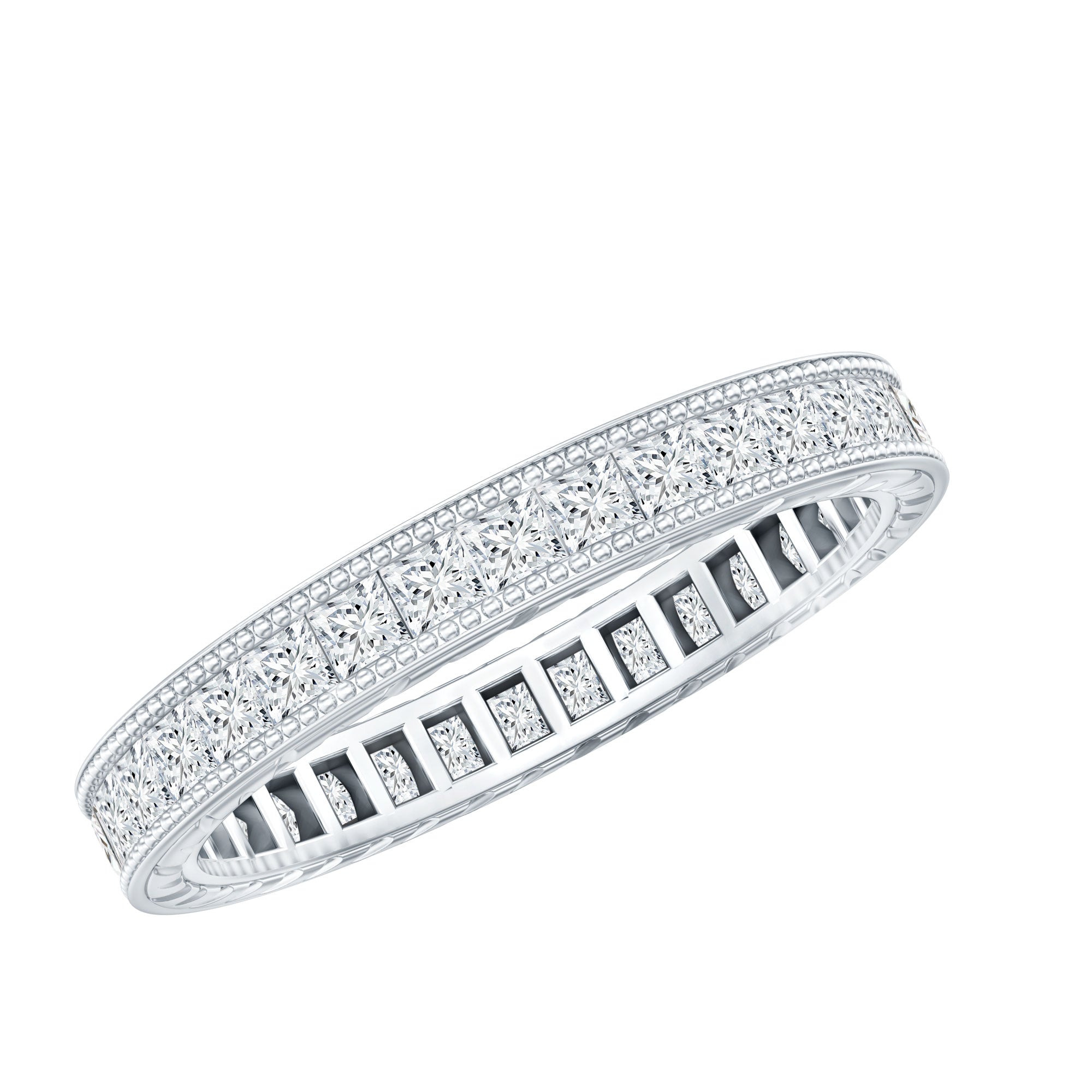 Certified Lab Created Diamond Princess Cut Wedding Band Lab - ( EF-VS ) - Rosec Jewels