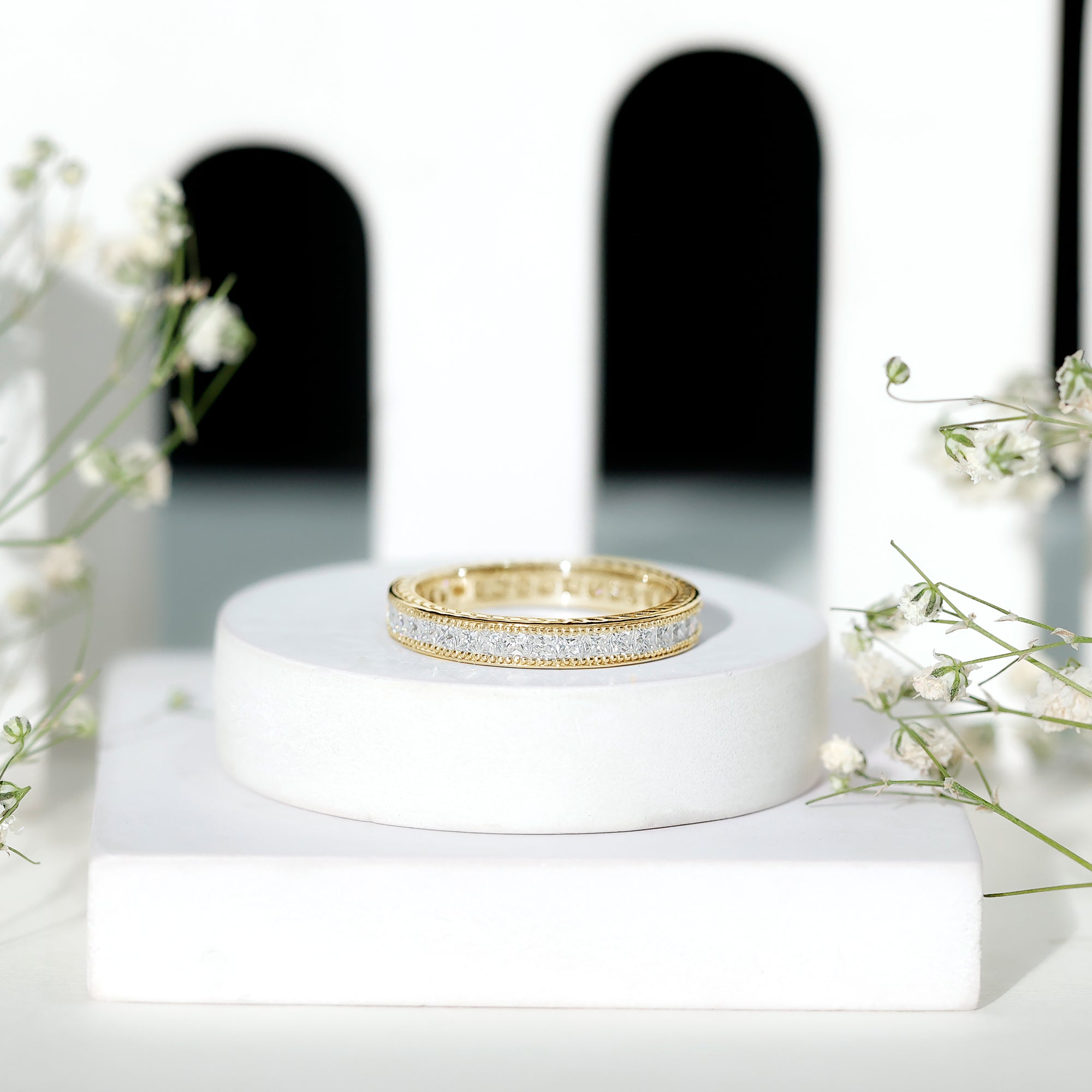 Rosec Jewels-Certified Lab Created Diamond Princess Cut Wedding Band