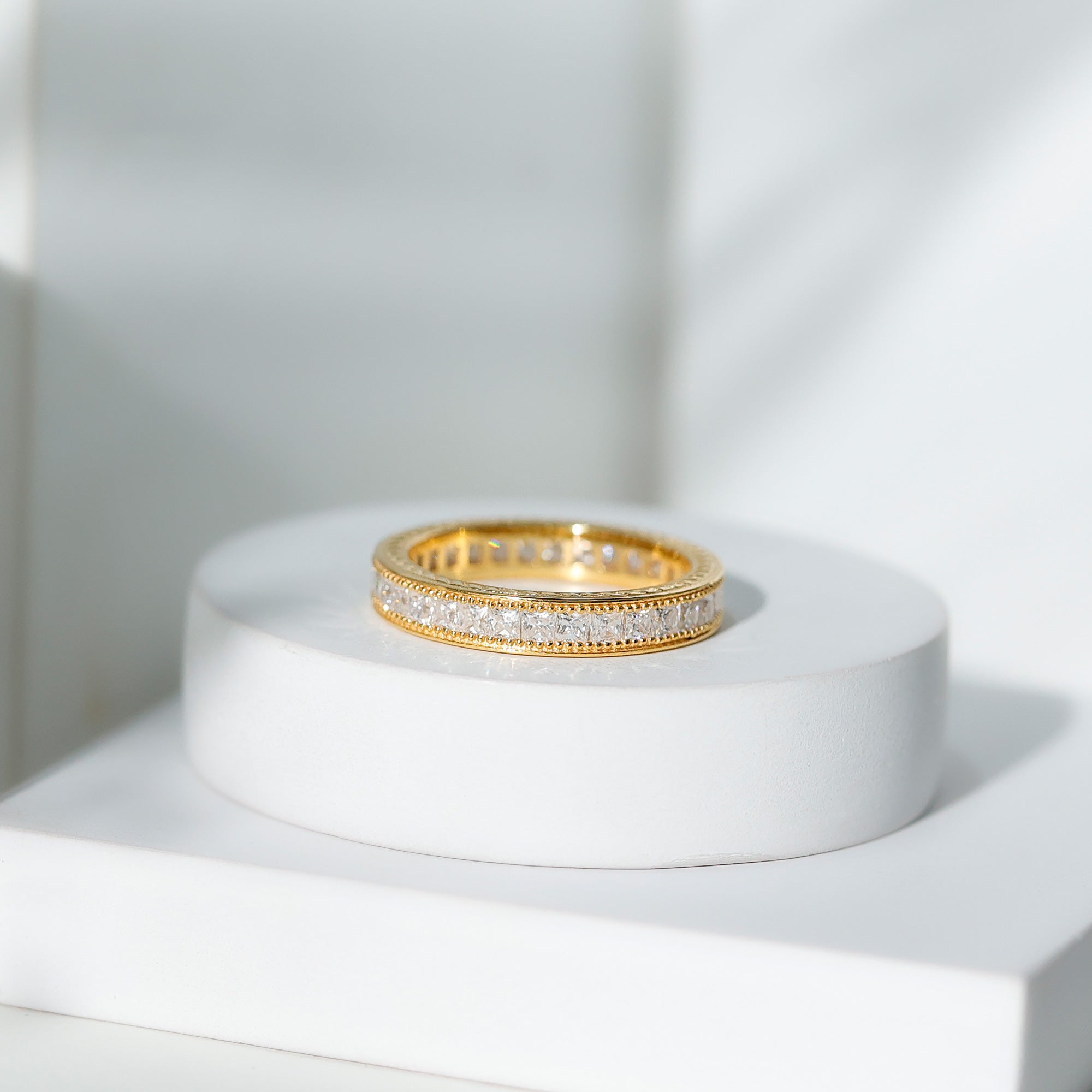 Certified Lab Created Diamond Princess Cut Wedding Band Lab - ( EF-VS ) - Rosec Jewels