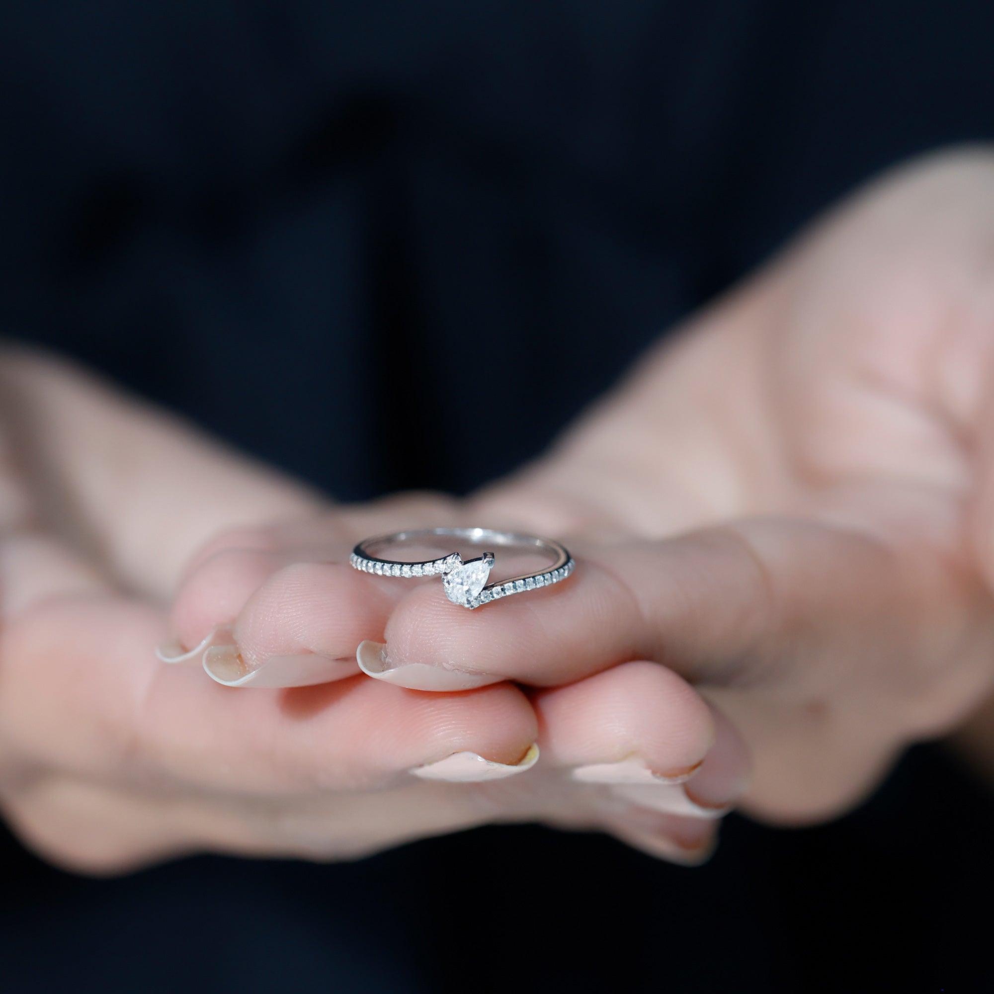 Rosec Jewels-Pear Cut Lab Grown Diamond Bypass Promise Ring