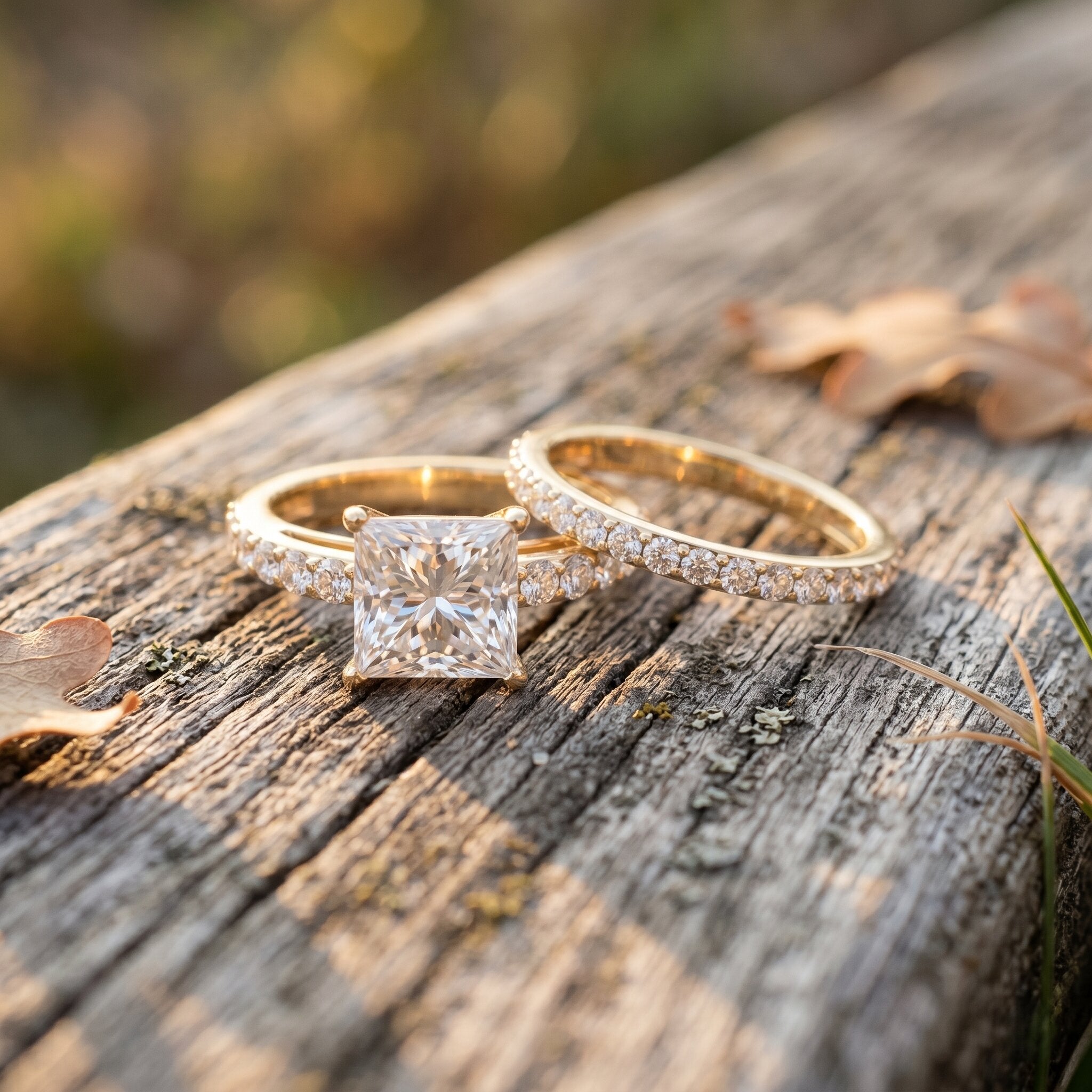 4 Carat IGI Certified Lab Grown Diamond Princess Cut Bridal Ring Set Lab - ( E-VS1 ) - Rosec Jewels