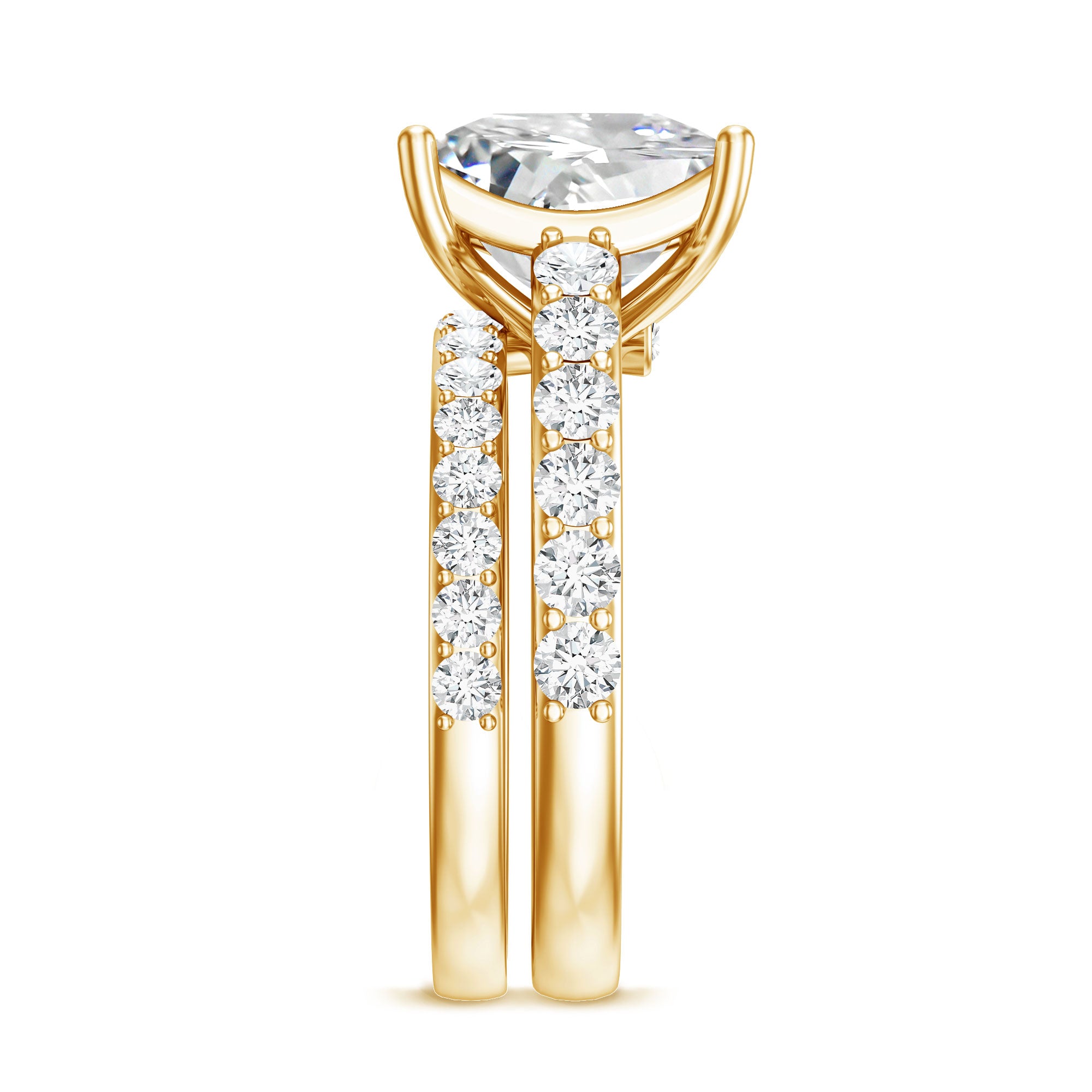 4 Carat IGI Certified Lab Grown Diamond Princess Cut Bridal Ring Set Lab - ( EF-VS ) - Rosec Jewels