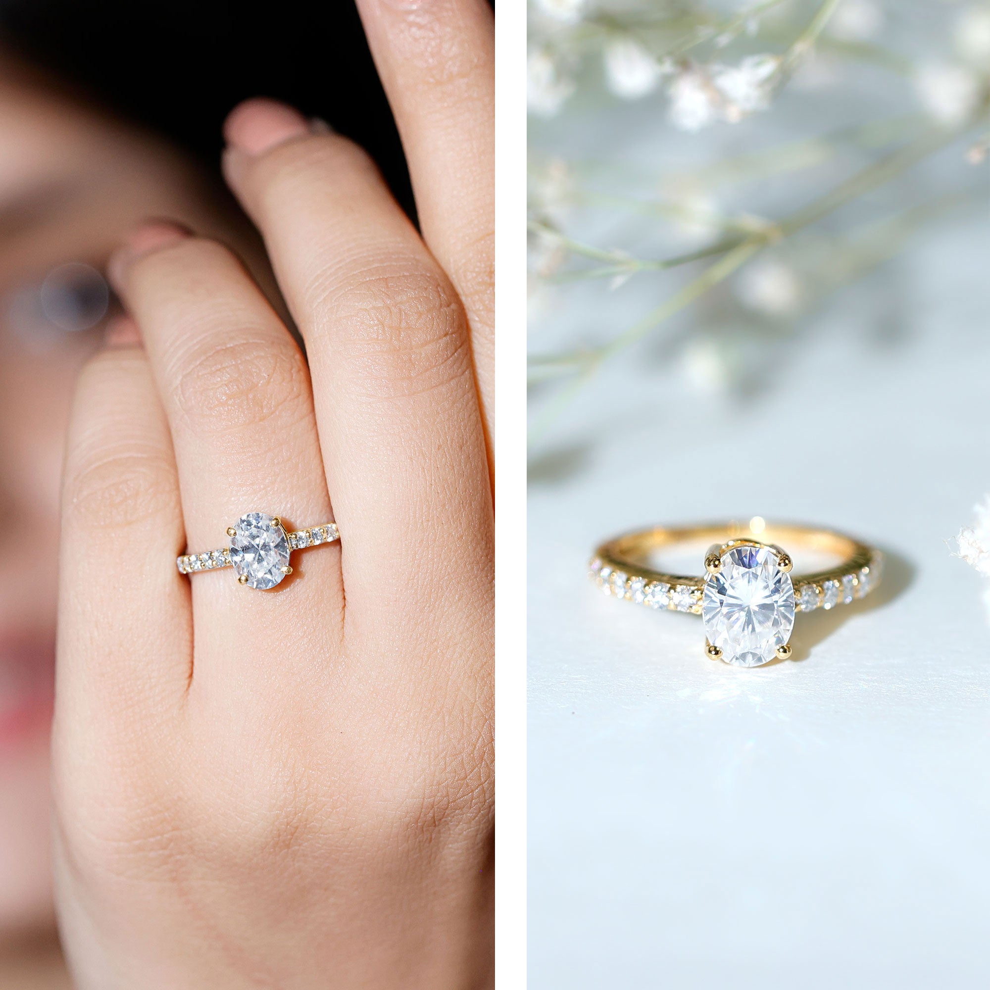 1.2 Carat Oval Shaped Lab Grown Diamond Engagement Ring with IGI Certificate Lab - ( E-VS1 ) - Rosec Jewels