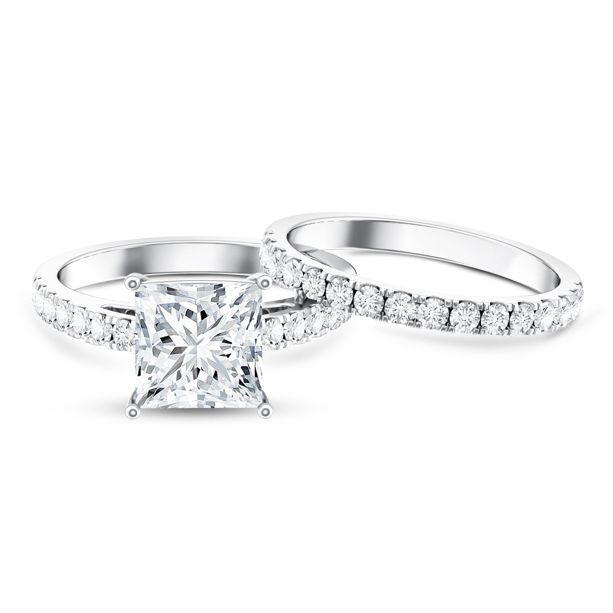 IGI Certified Huge 5 Carat Lab Grown Diamond Engagement Wedding Ring Set Lab - ( E-VS1 ) - Rosec Jewels