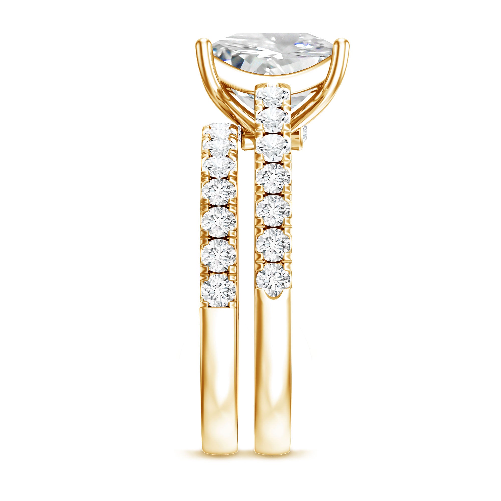 IGI Certified Huge 5 Carat Lab Grown Diamond Engagement Wedding Ring Set Lab - ( E-VS1 ) - Rosec Jewels