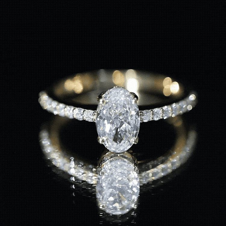 Lab Grown 2 Carat Diamond Oval Engagement Ring with IGI Certificate Lab - ( E-VS1 ) - Rosec Jewels