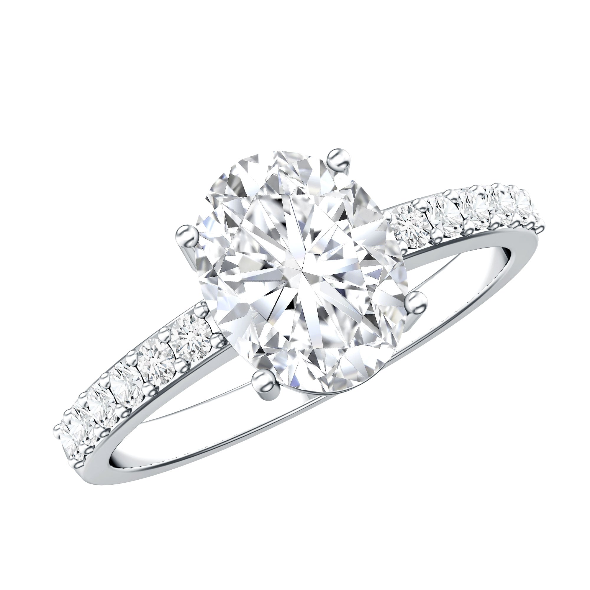 Lab Grown 2 Carat Diamond Oval Engagement Ring with IGI Certificate Lab - ( E-VS1 ) - Rosec Jewels