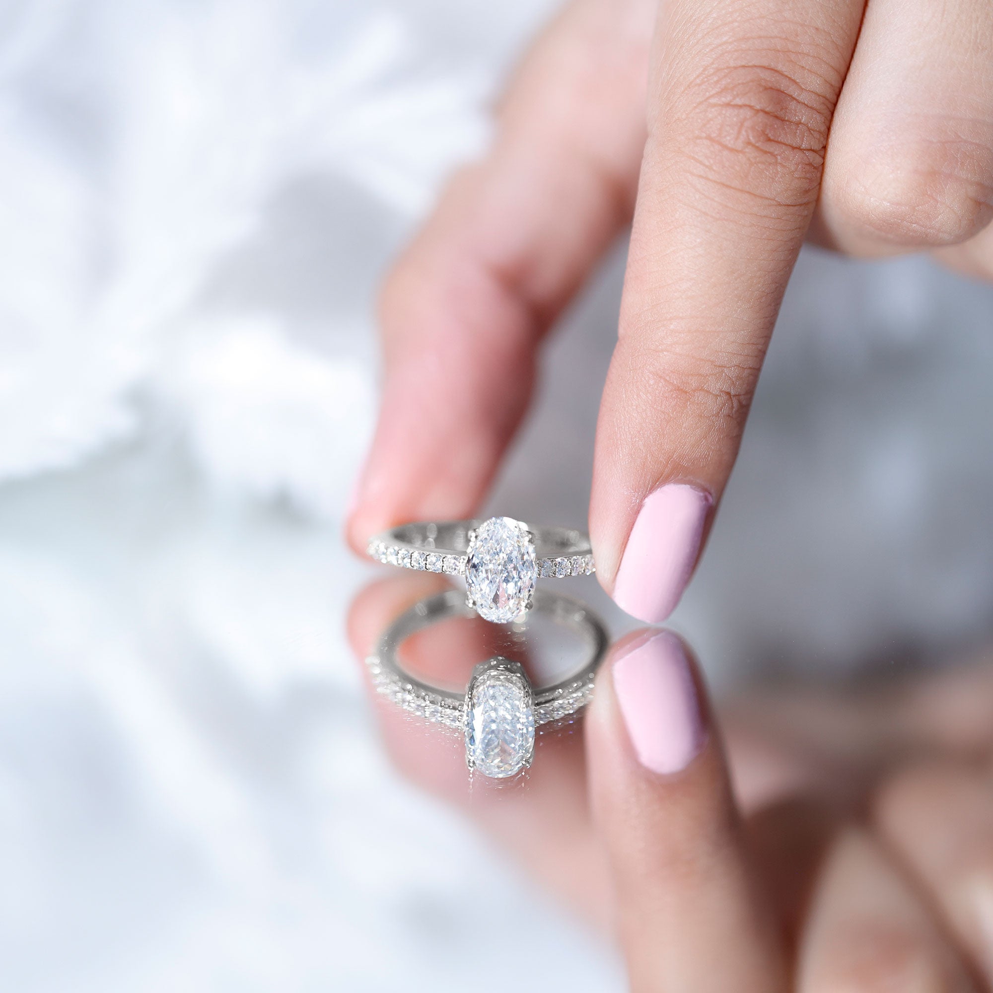 Lab Grown 2 Carat Diamond Oval Engagement Ring with IGI Certificate Lab - ( E-VS1 ) - Rosec Jewels