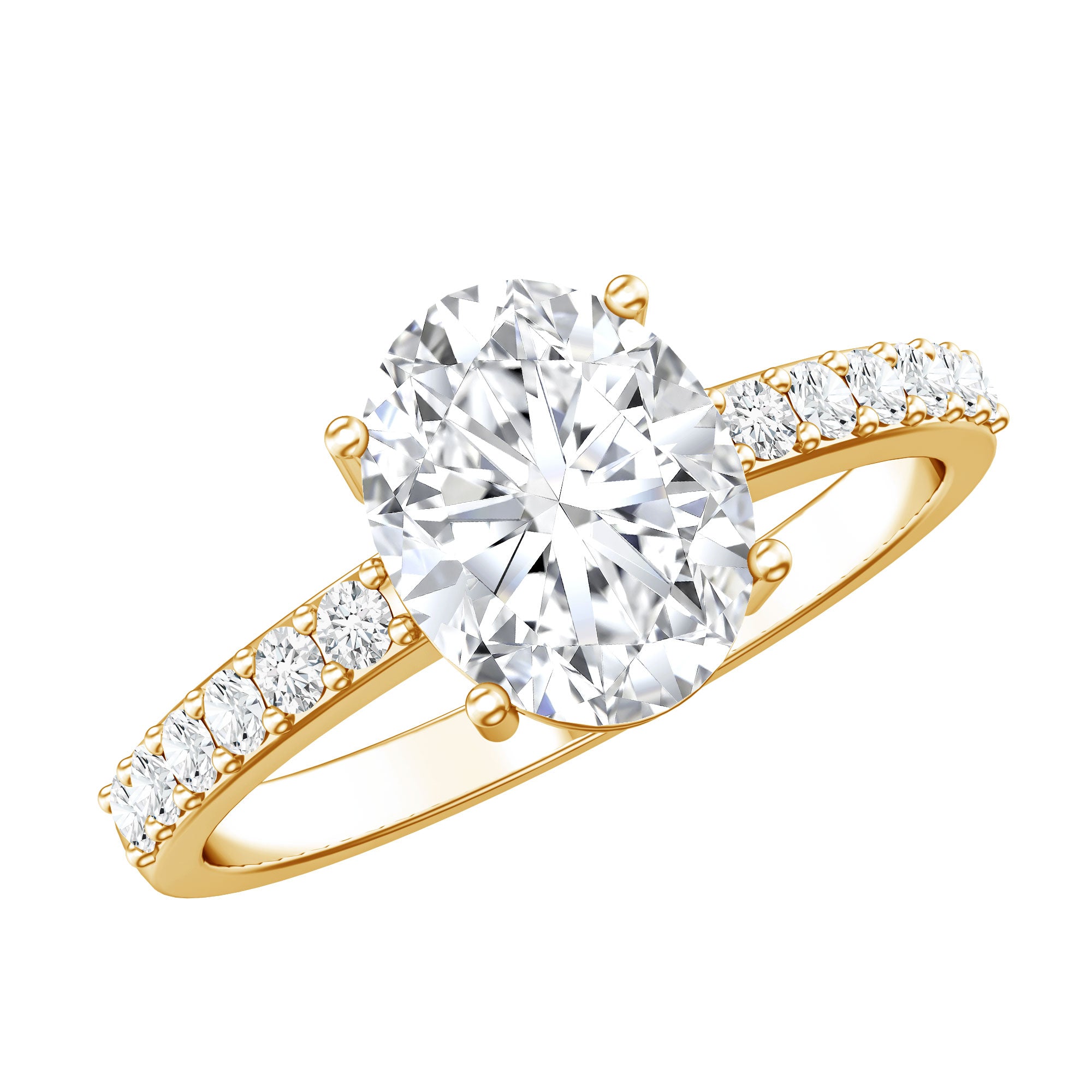 Lab Grown 2 Carat Diamond Oval Engagement Ring with IGI Certificate Lab - ( E-VS1 ) - Rosec Jewels