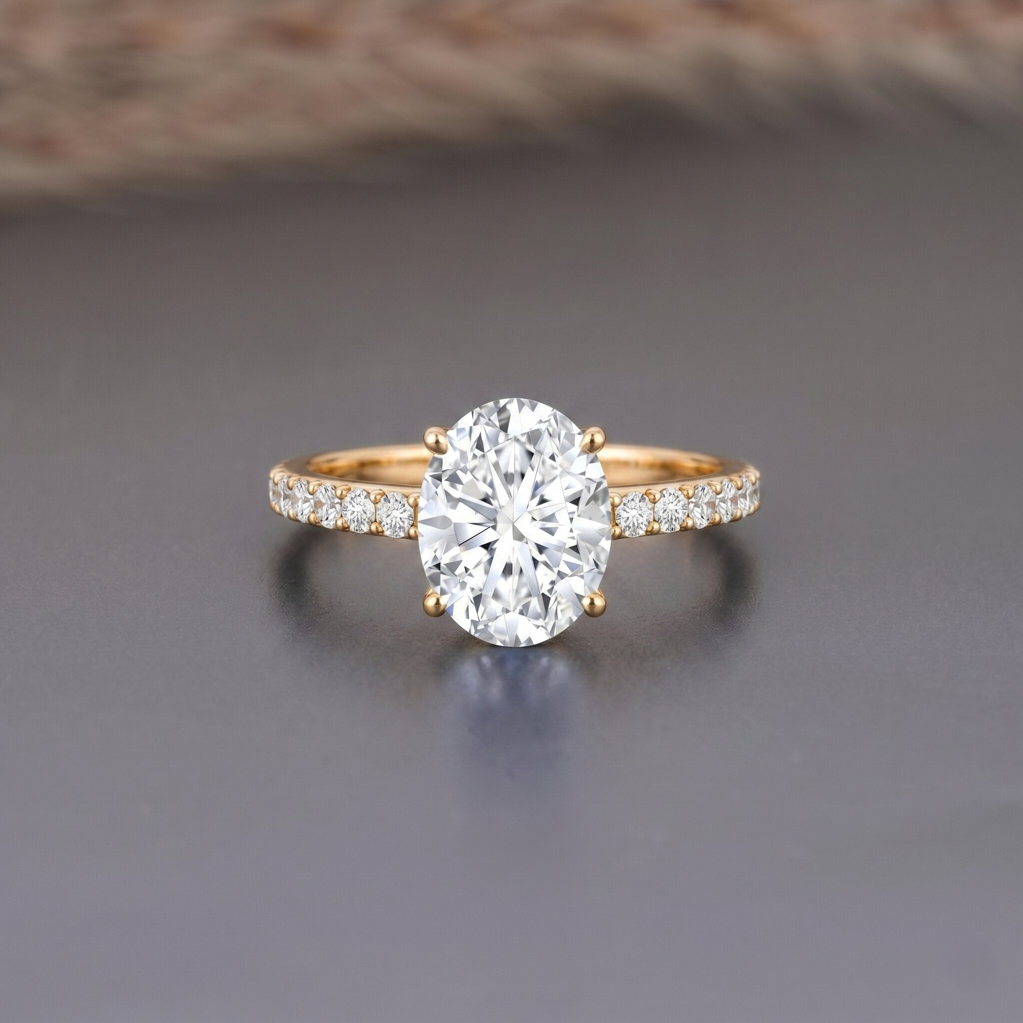 Lab Grown 2 Carat Diamond Oval Engagement Ring with IGI Certificate Lab - ( E-VS1 ) - Rosec Jewels