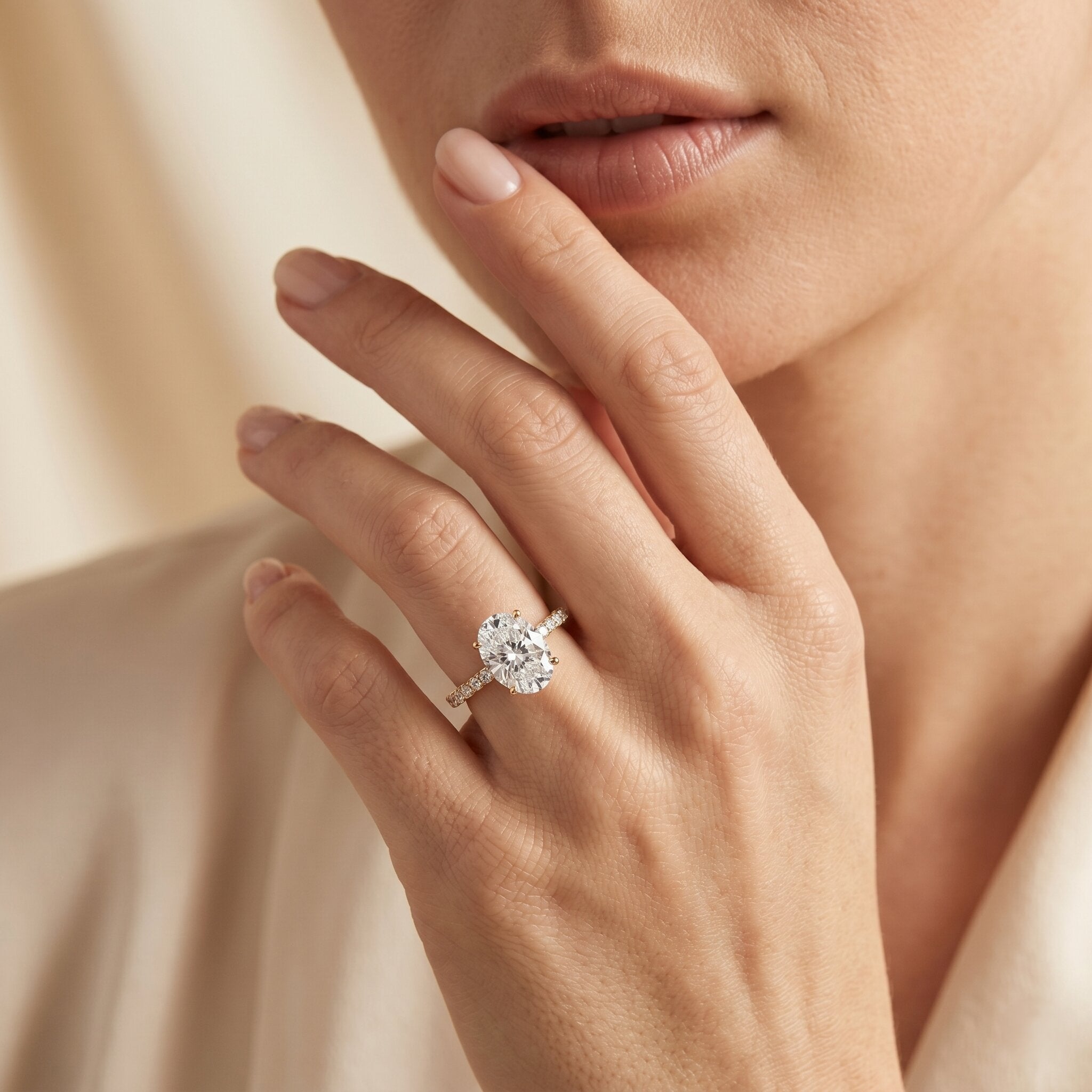 Lab Grown 2 Carat Diamond Oval Engagement Ring with IGI Certificate Lab - ( E-VS1 ) - Rosec Jewels